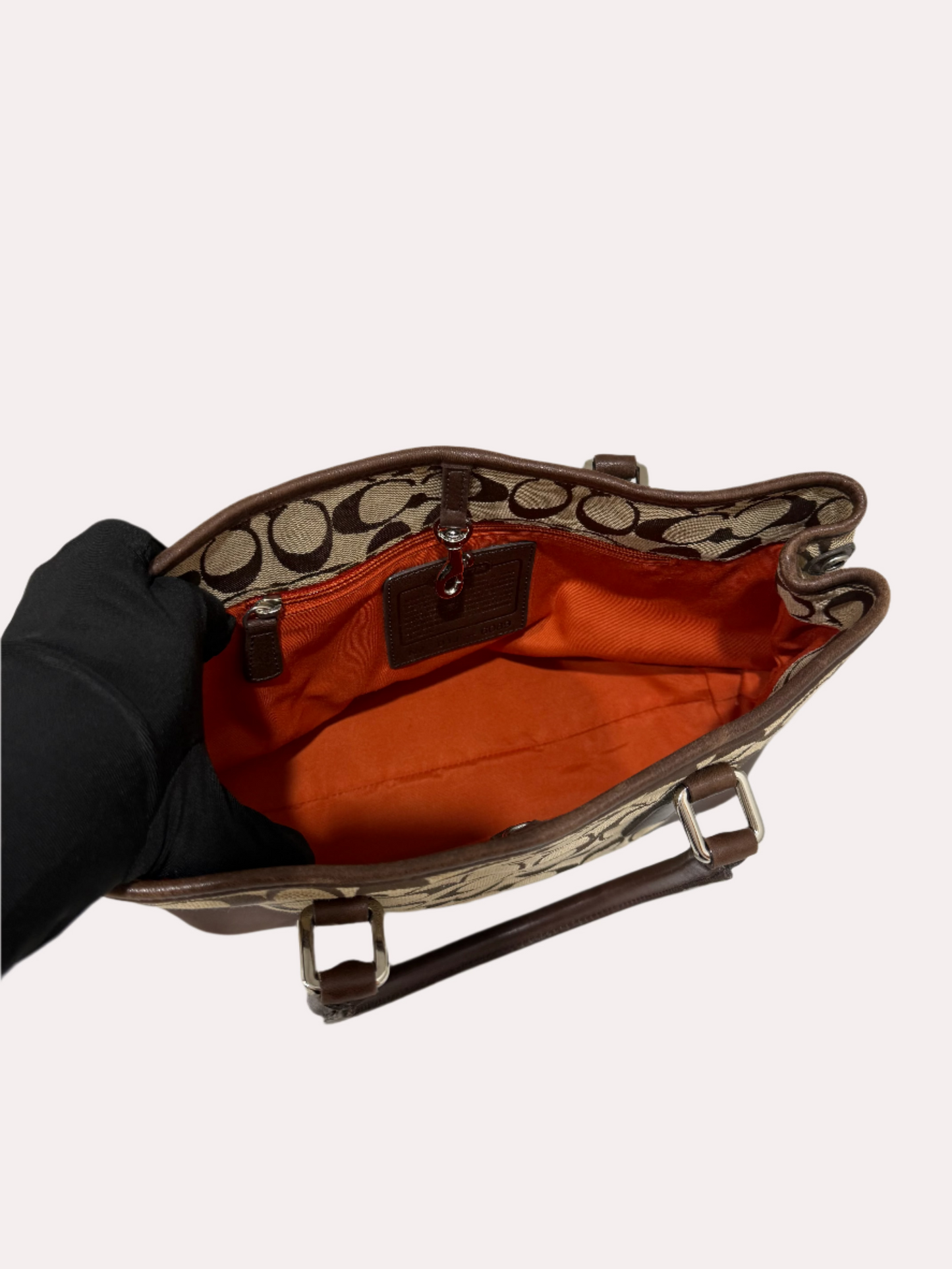 Coach Signature Leather Canvas Handbag Brown