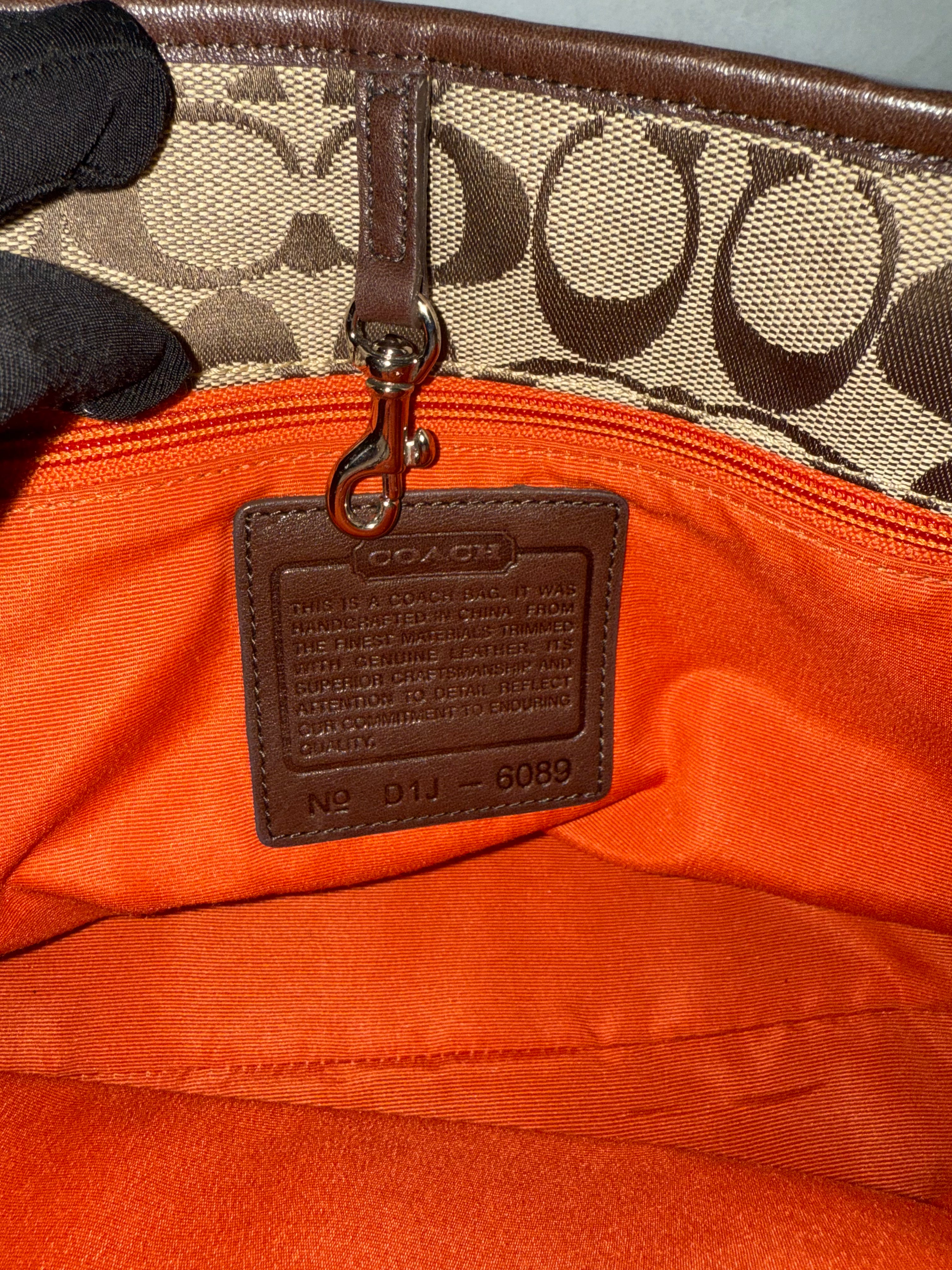 Coach Signature Leather Canvas Handbag Brown