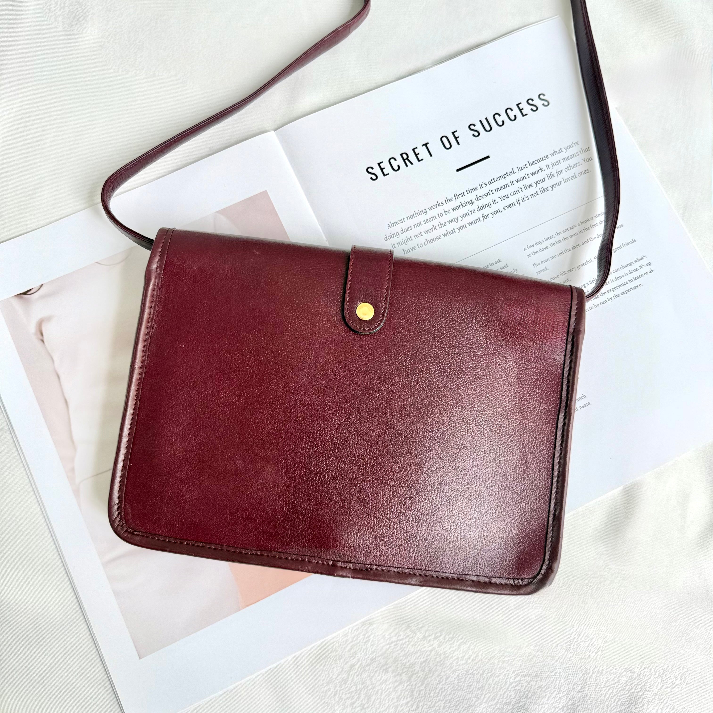 Christian Dior Vintage Burgundy Leather Shoulder Bag