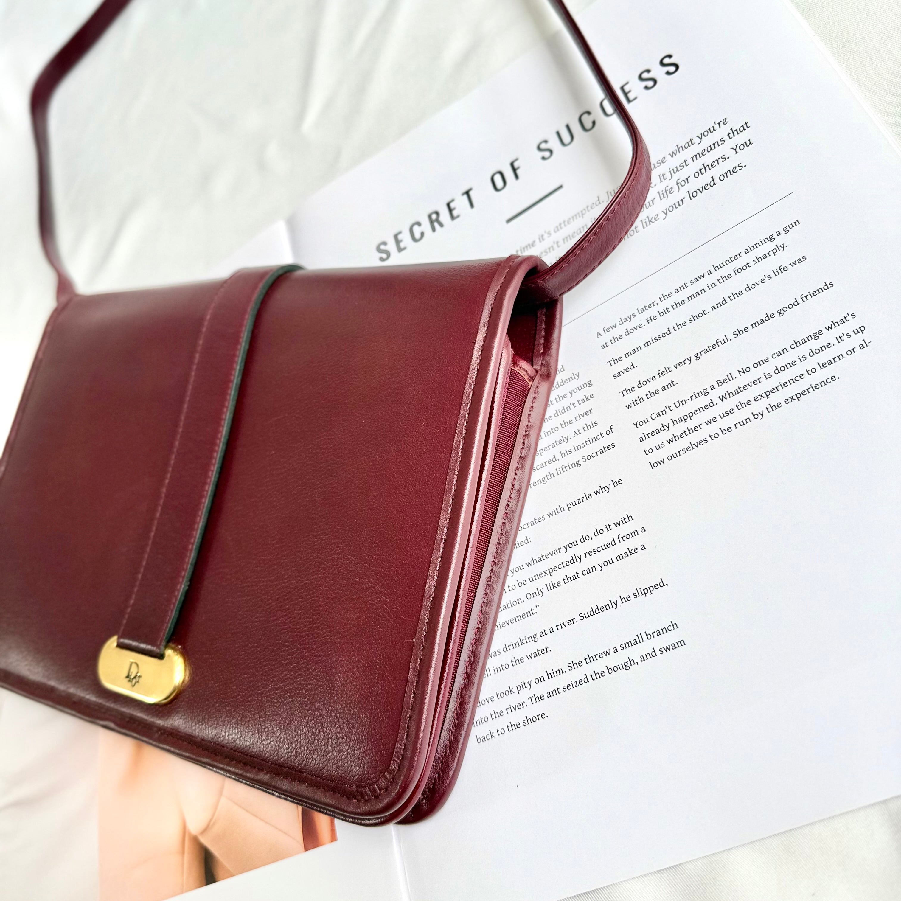 Christian Dior Vintage Burgundy Leather Shoulder Bag