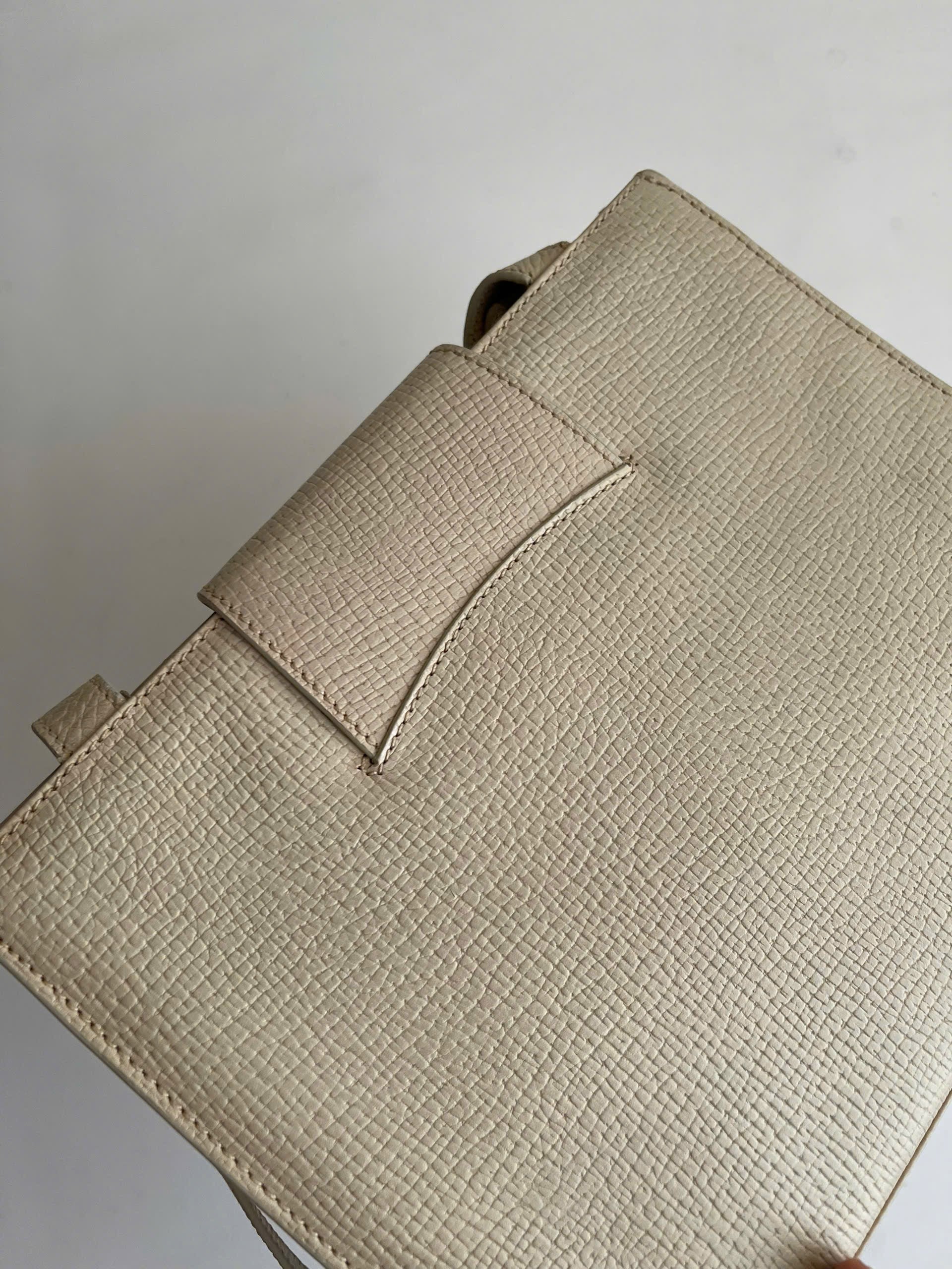 Loewe Logo Embossed Shoulder Bag Ivory Vintage