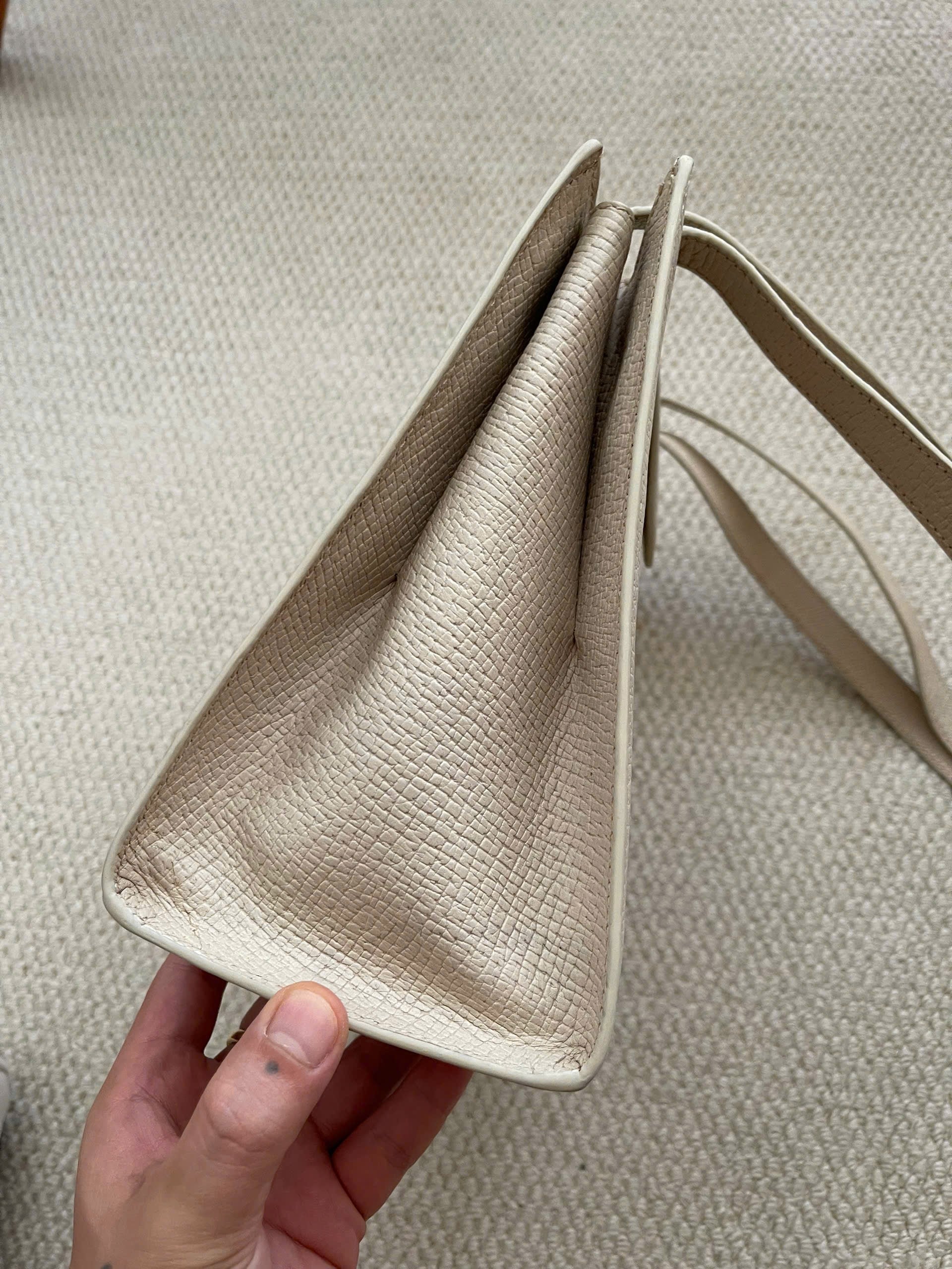 Loewe Logo Embossed Shoulder Bag Ivory Vintage