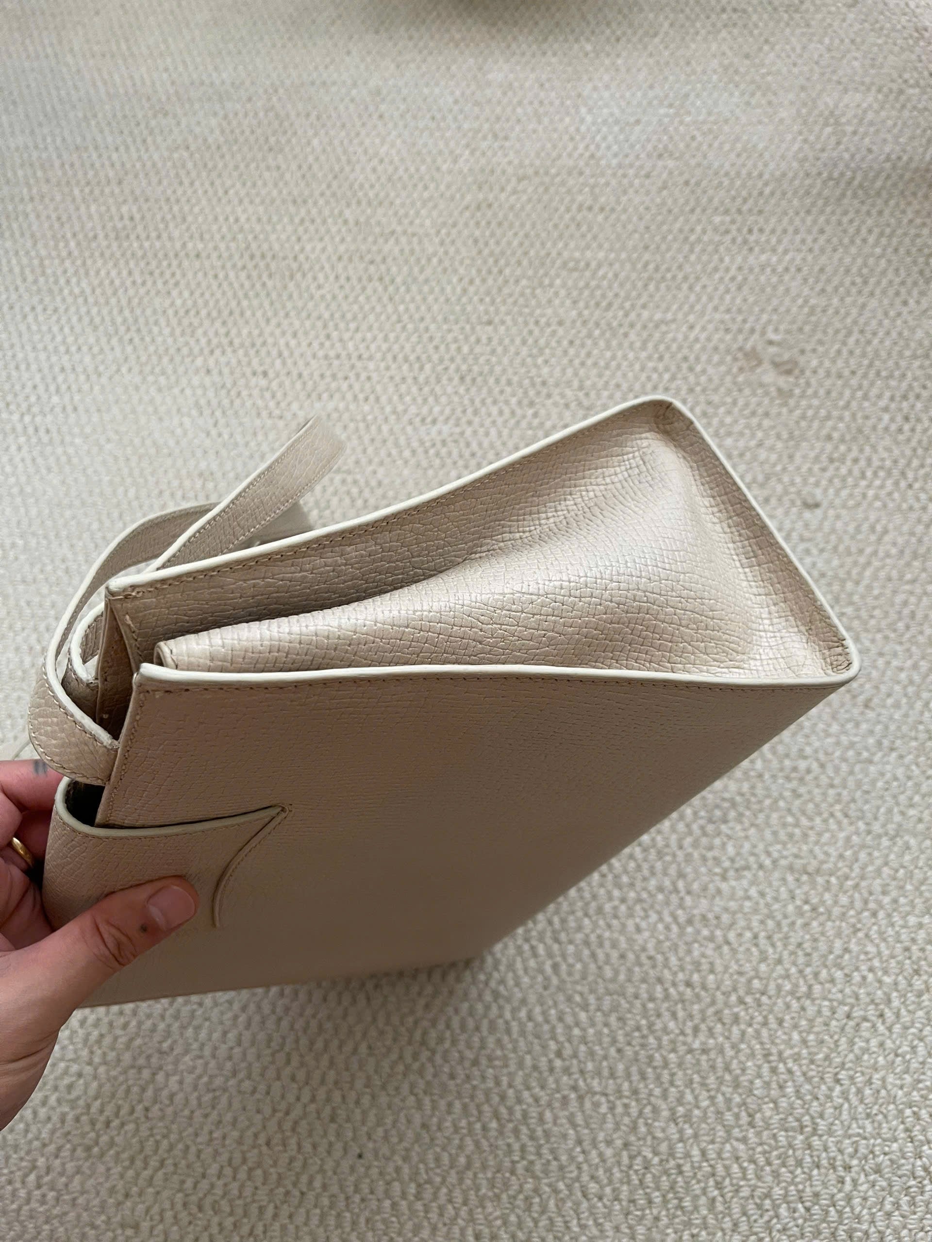 Loewe Logo Embossed Shoulder Bag Ivory Vintage