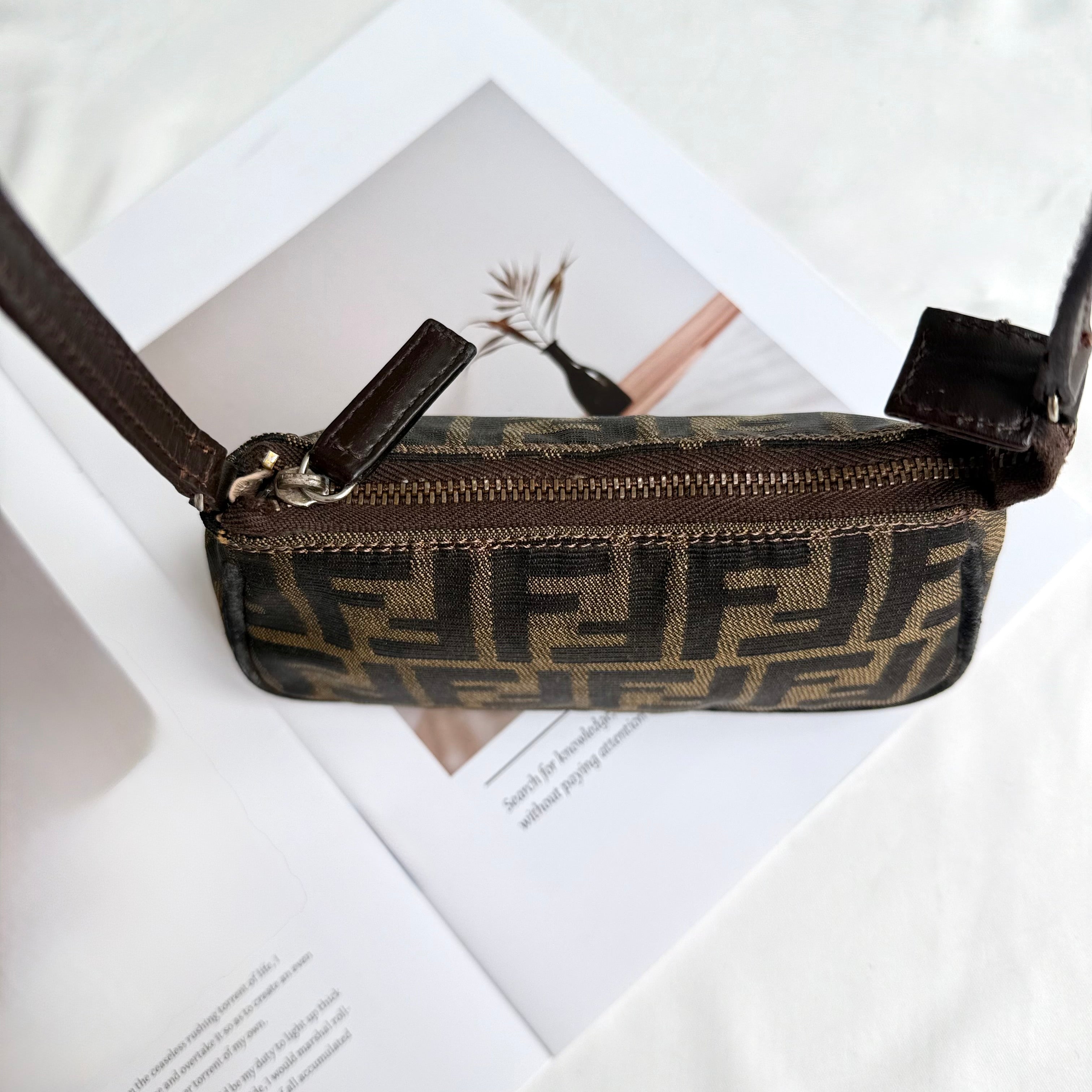 Fendi Tobacco Zucca Print Canvas Mini Pochette