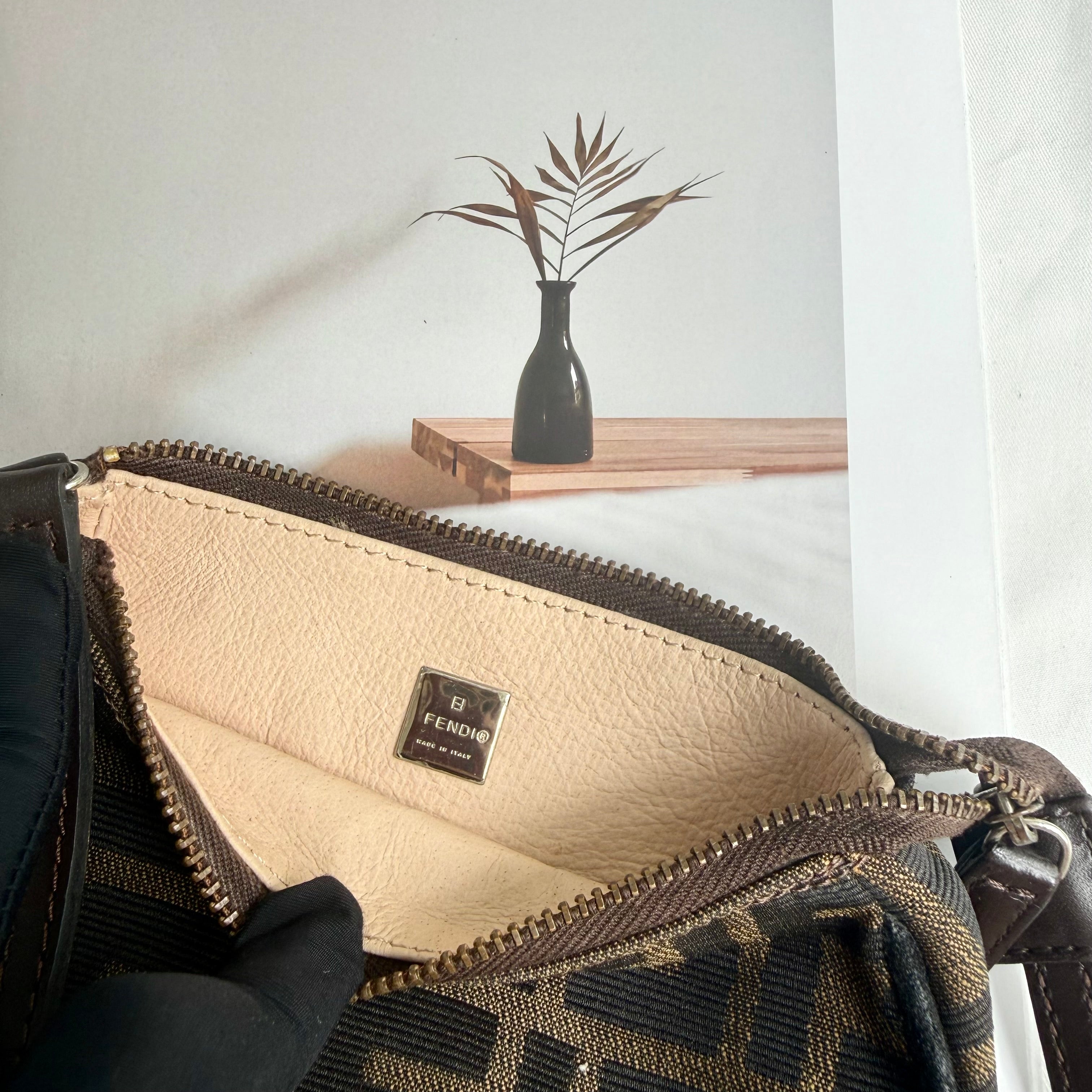 Fendi Tobacco Zucca Print Canvas Mini Pochette