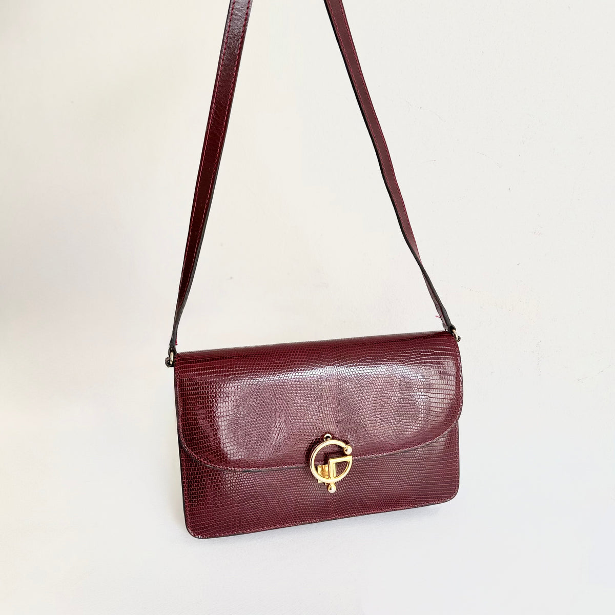 GUCCI Shoulder Bag Leather Bordeaux GHW