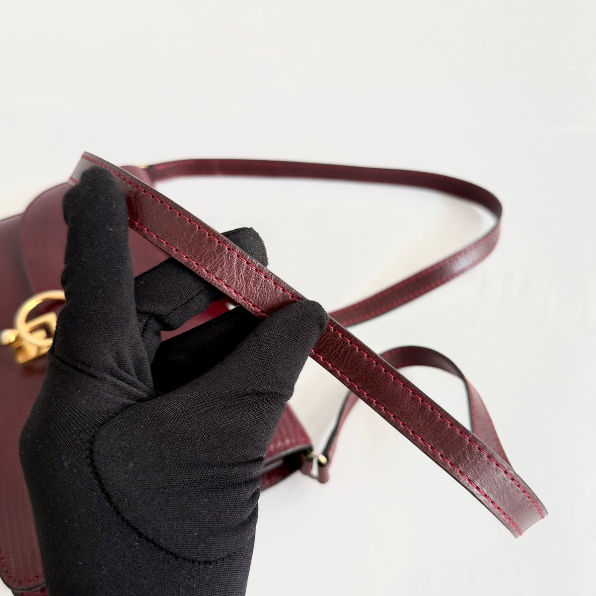 GUCCI Shoulder Bag Leather Bordeaux GHW