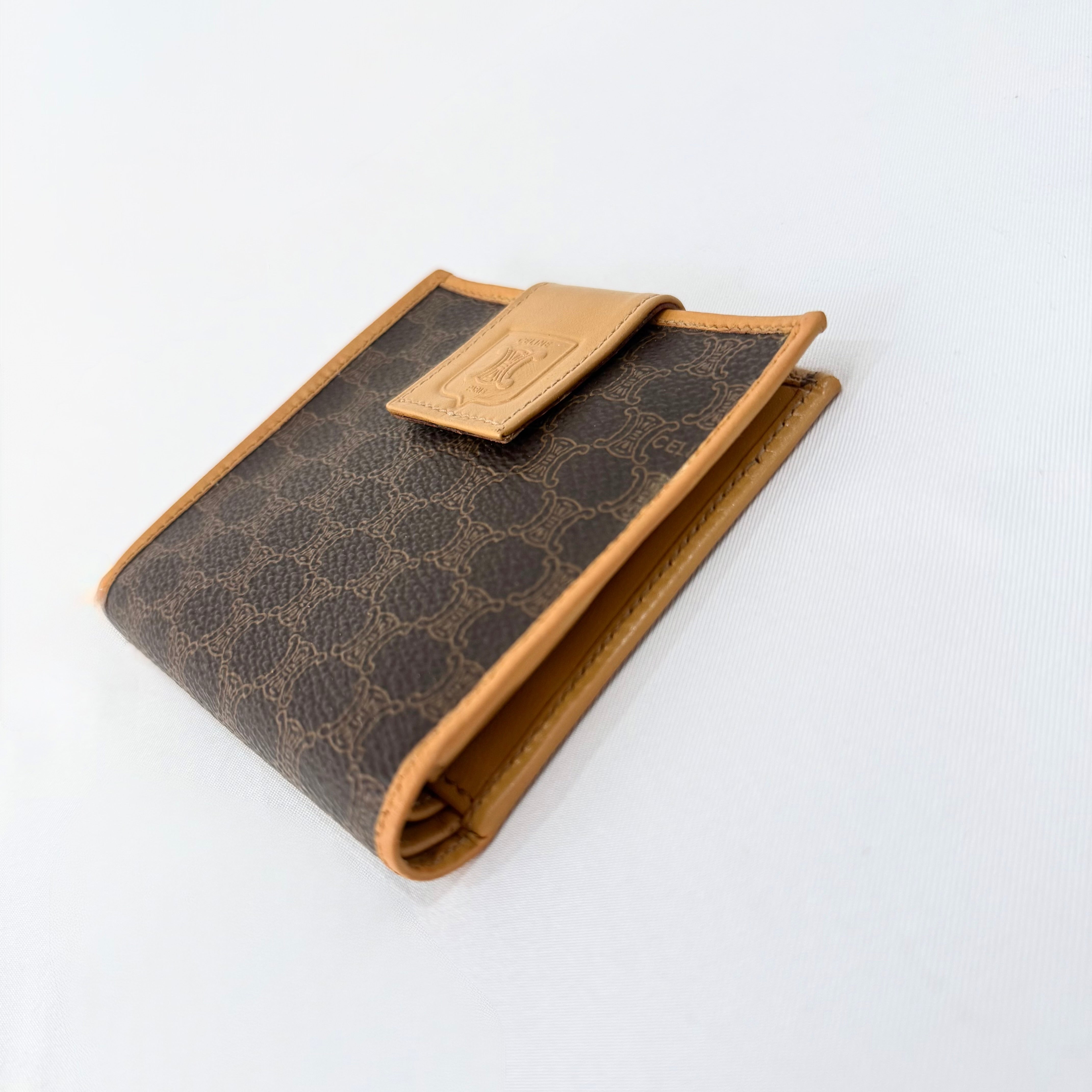 Celine Triomphe Macadam Vintage Canvas Leather Wallet Bifold