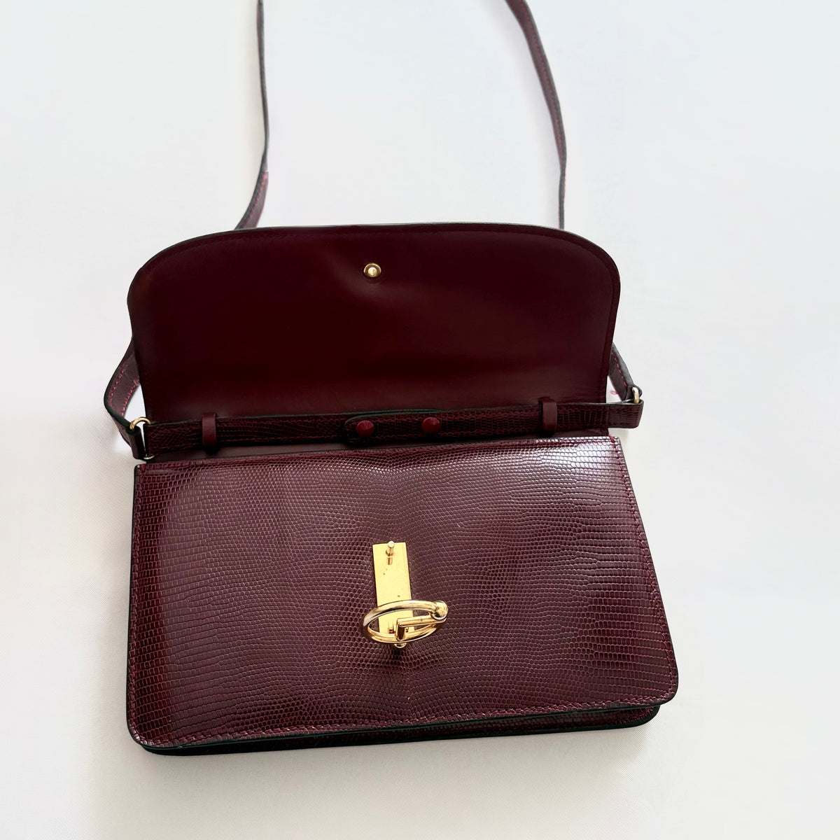 GUCCI Shoulder Bag Leather Bordeaux GHW