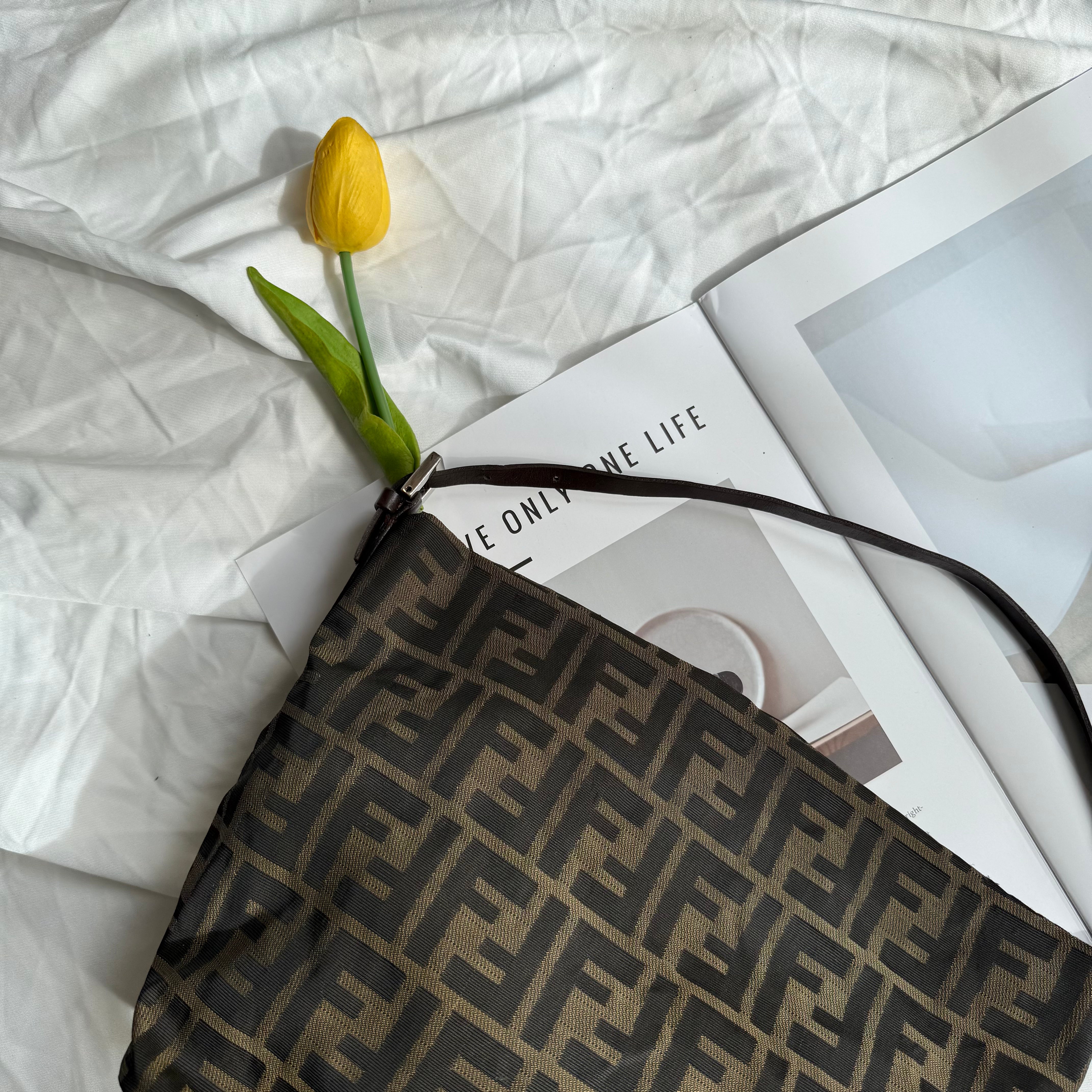 Fendi FF Zucca Brown Canvas Shoulder Bag