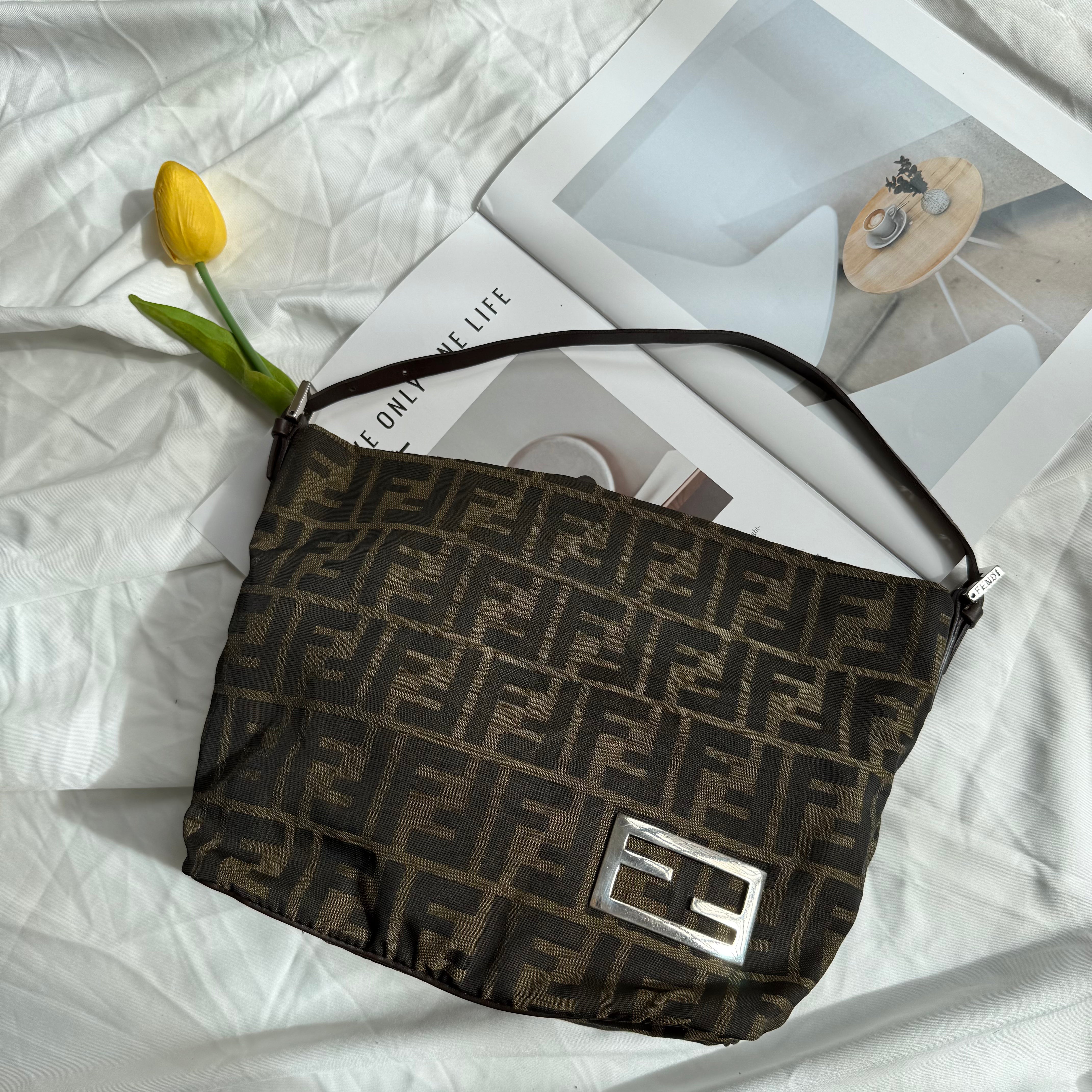 Fendi FF Zucca Brown Canvas Shoulder Bag