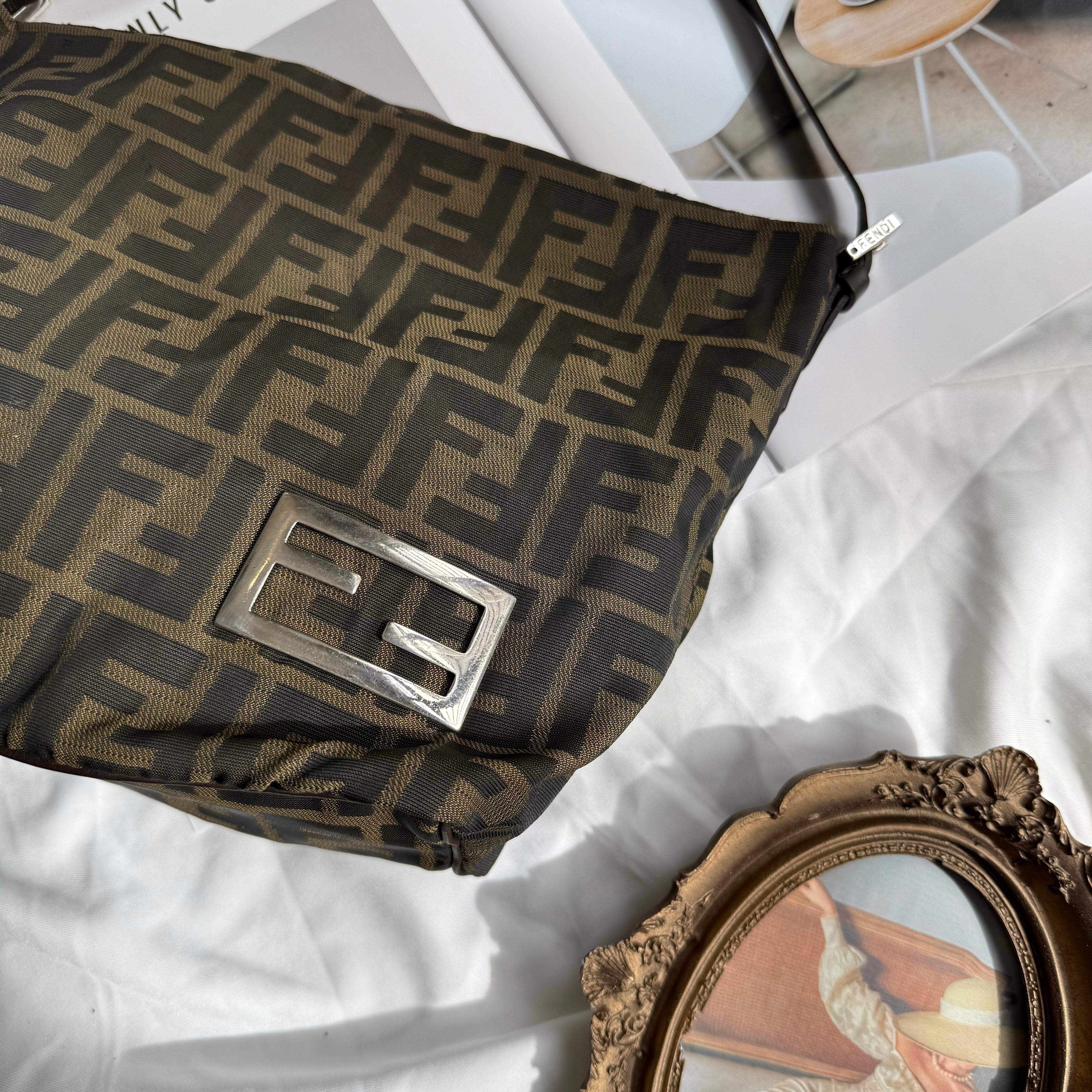 Fendi FF Zucca Brown Canvas Shoulder Bag