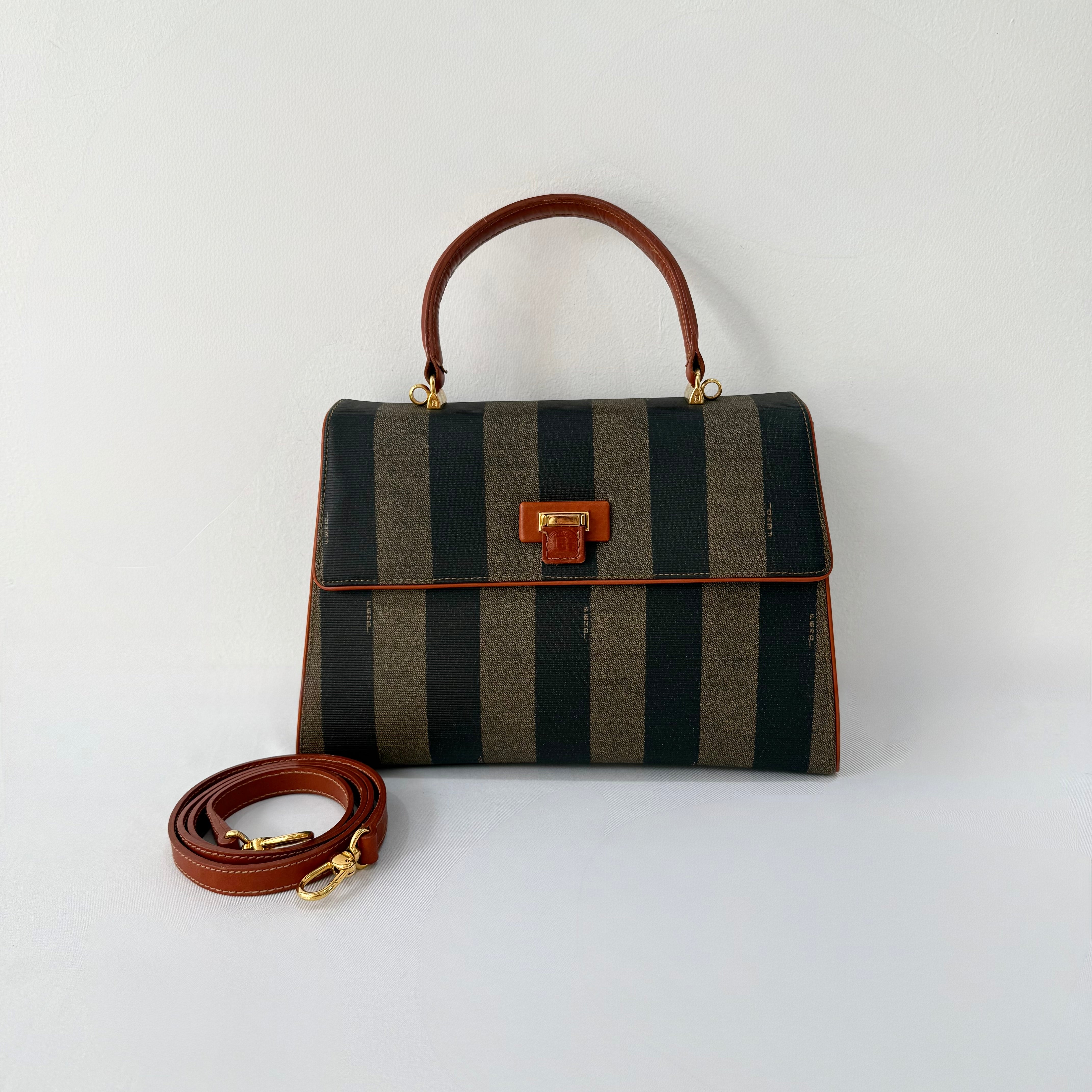 Fendi Brown Pequin Crossbody bag