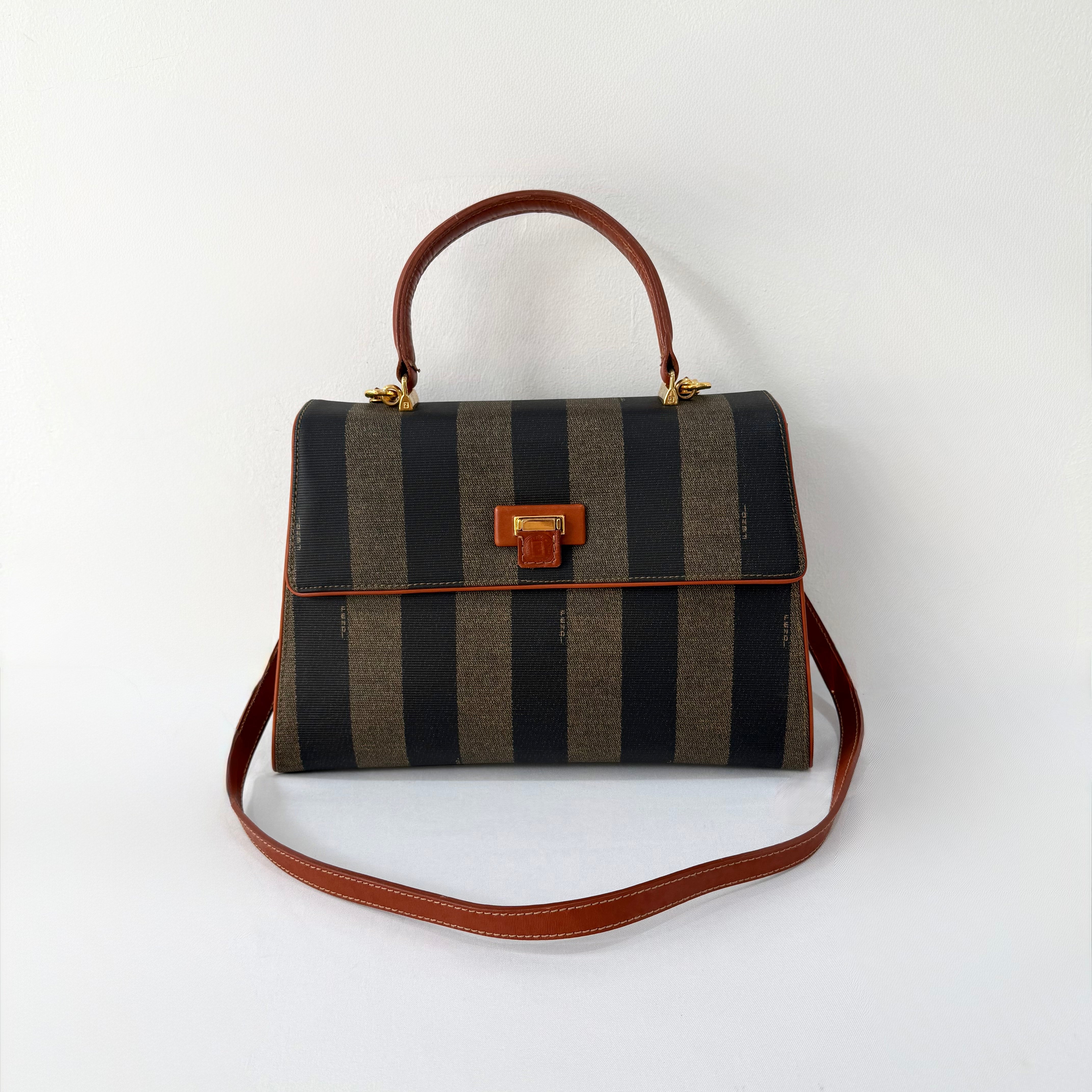 Fendi Brown Pequin Crossbody bag