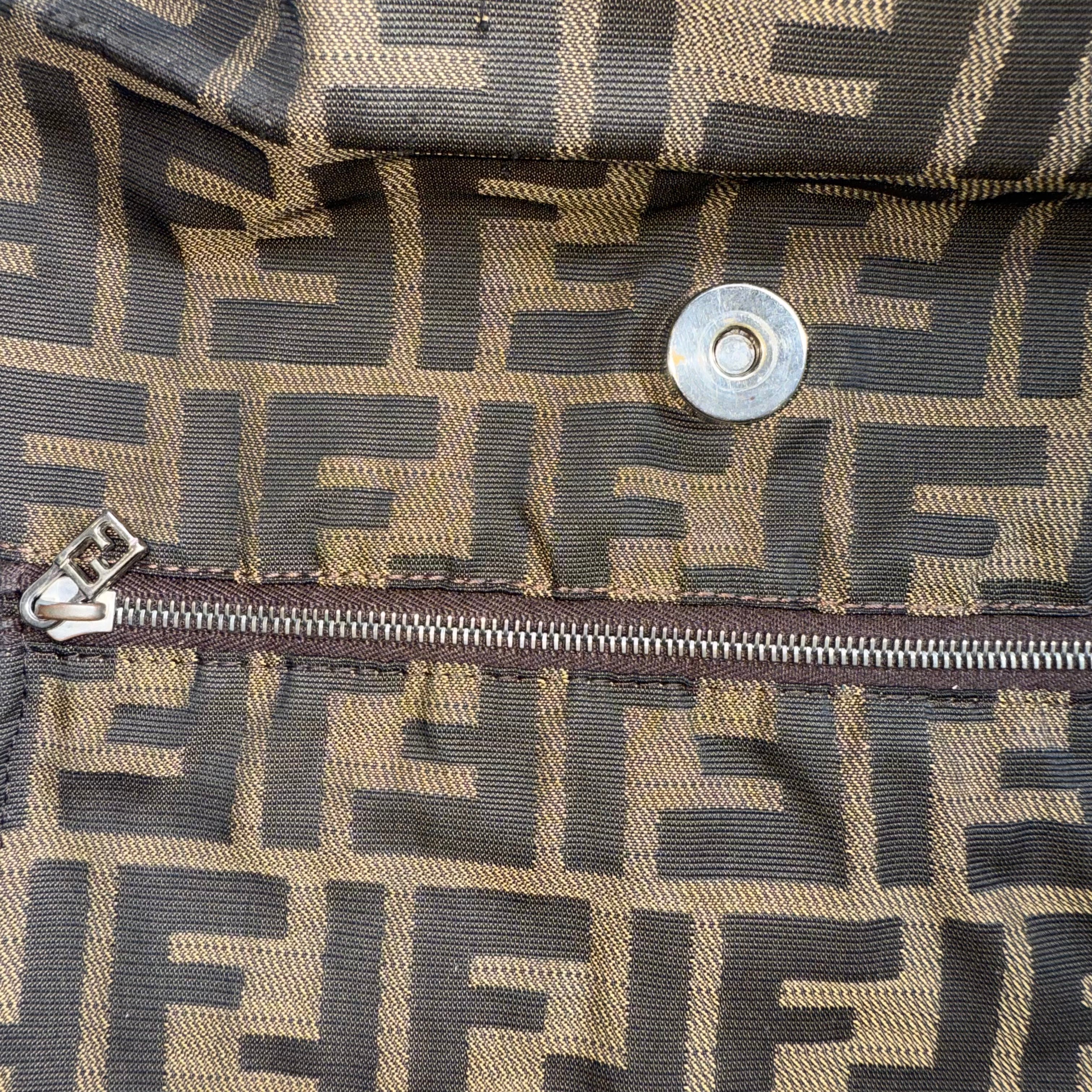 Fendi FF Zucca Brown Canvas Shoulder Bag