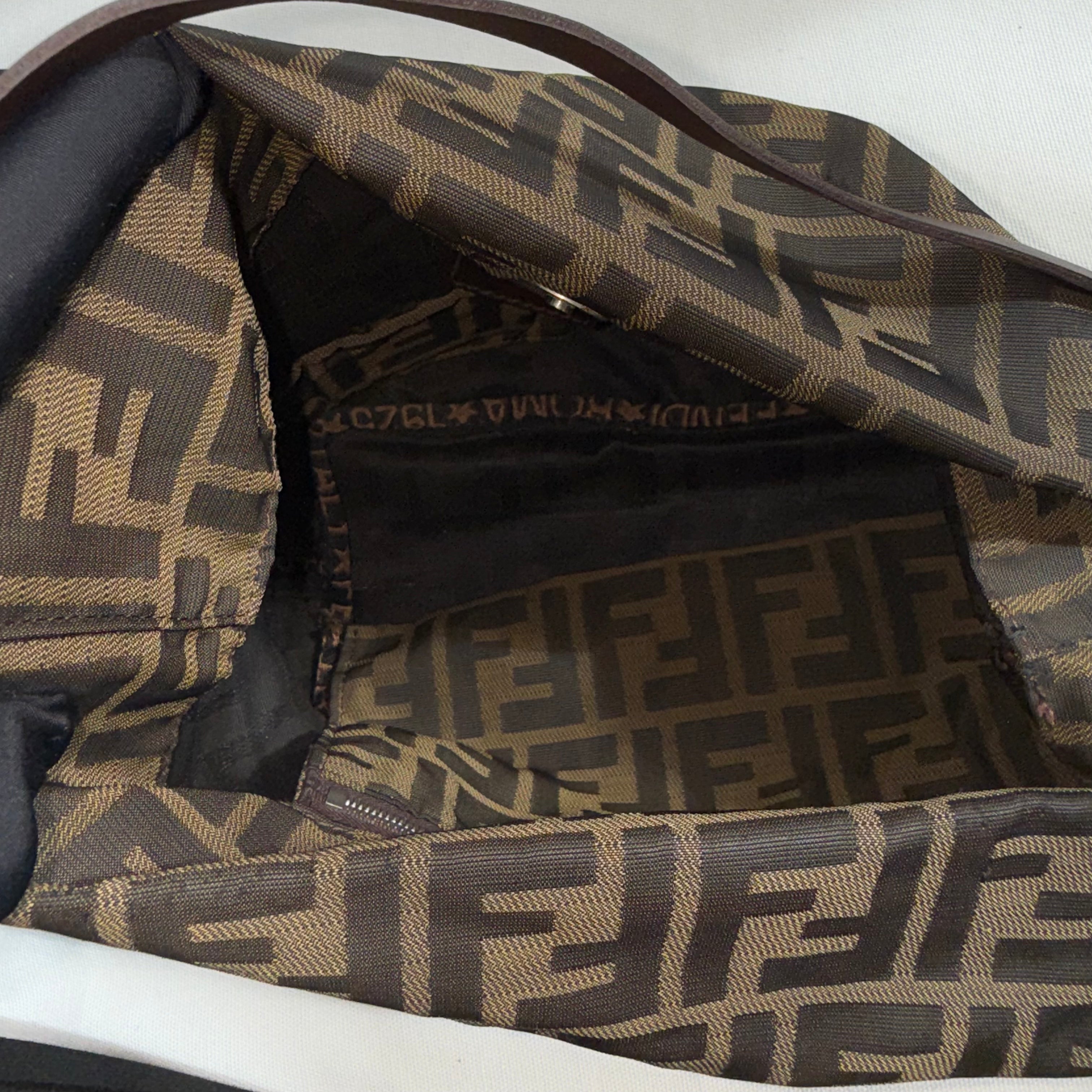 Fendi FF Zucca Brown Canvas Shoulder Bag