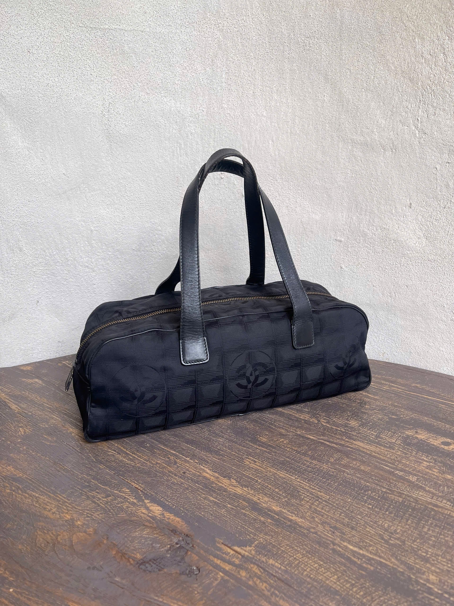 Chanel Black Nylon Canvas Bowler Bag