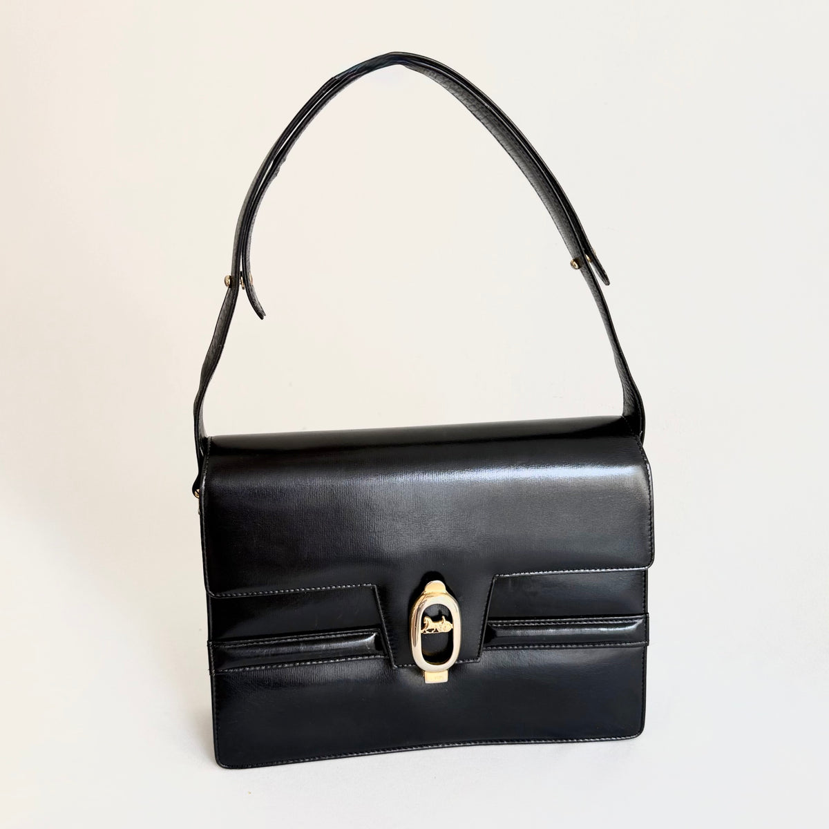 Celine Vintage Black Leather Shoulder Bag