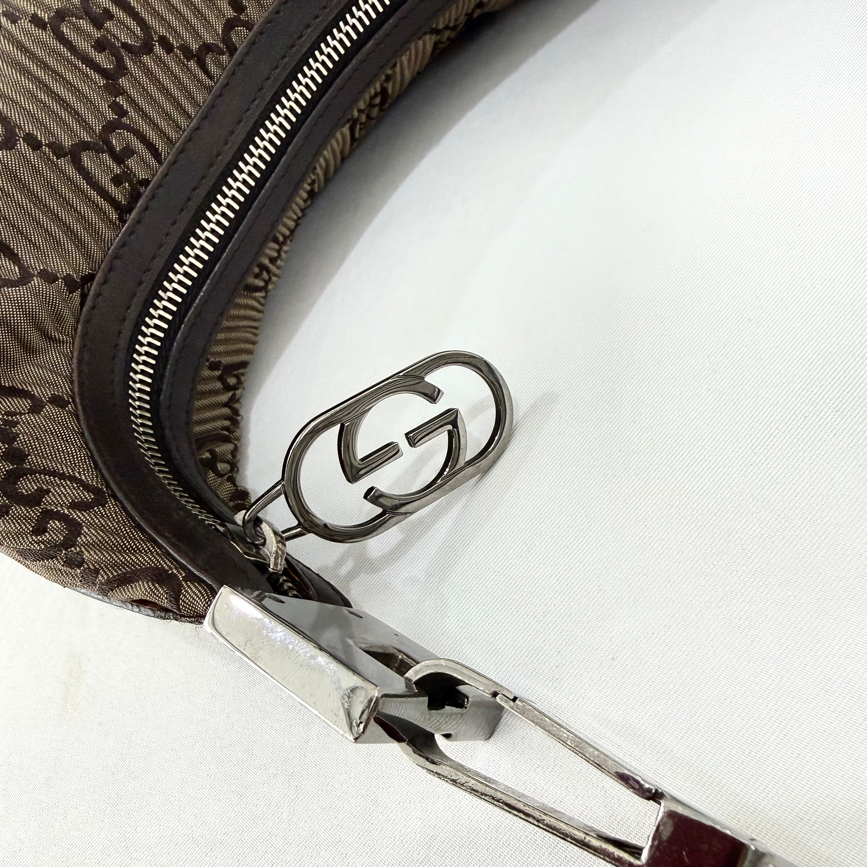 (RESERVED) Gucci Brown Monogram GG Clasp Hobo Brown