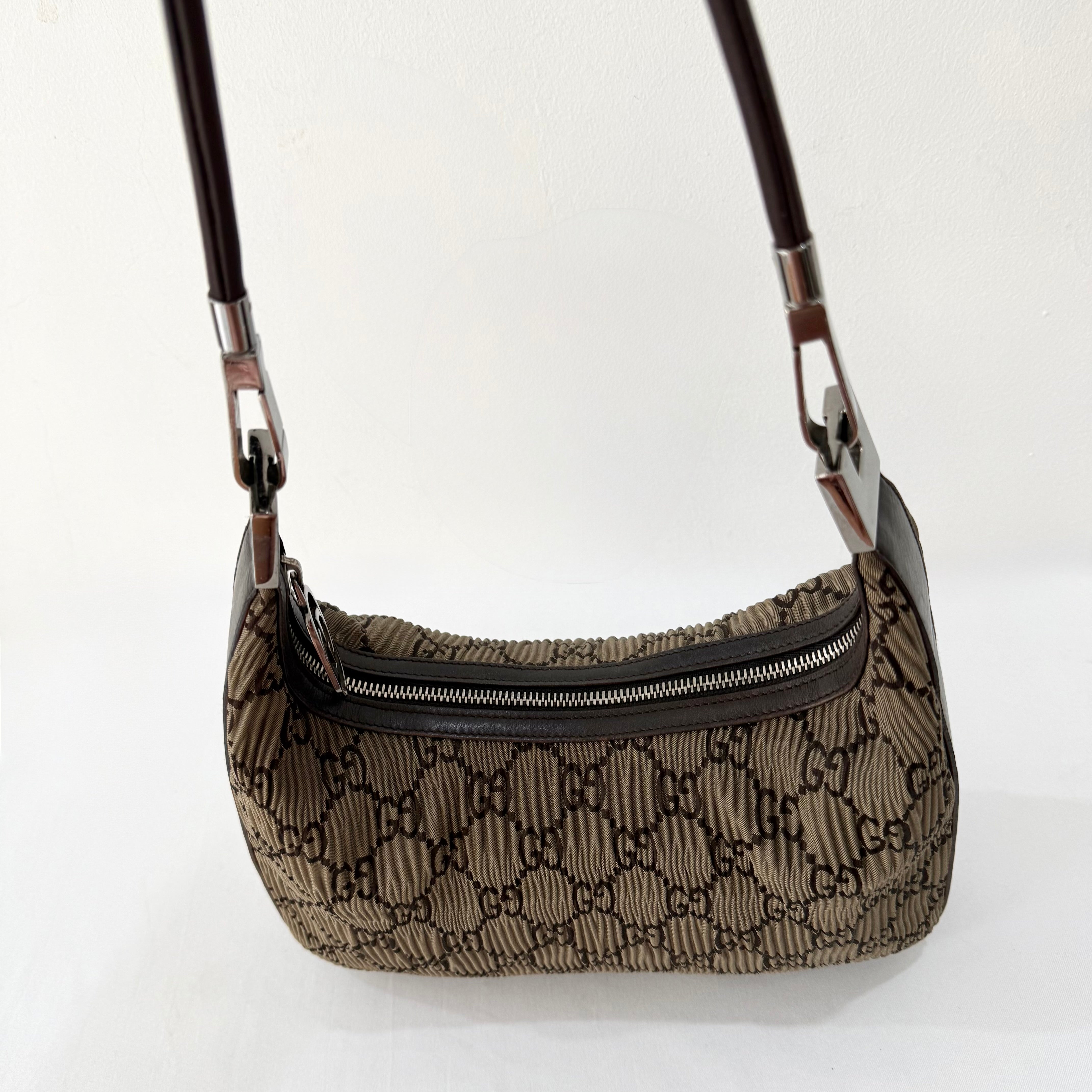 (RESERVED) Gucci Brown Monogram GG Clasp Hobo Brown
