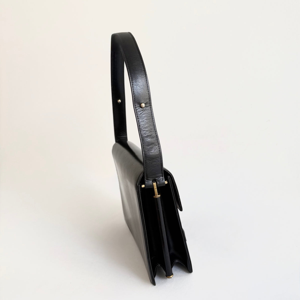 Celine Vintage Black Leather Shoulder Bag