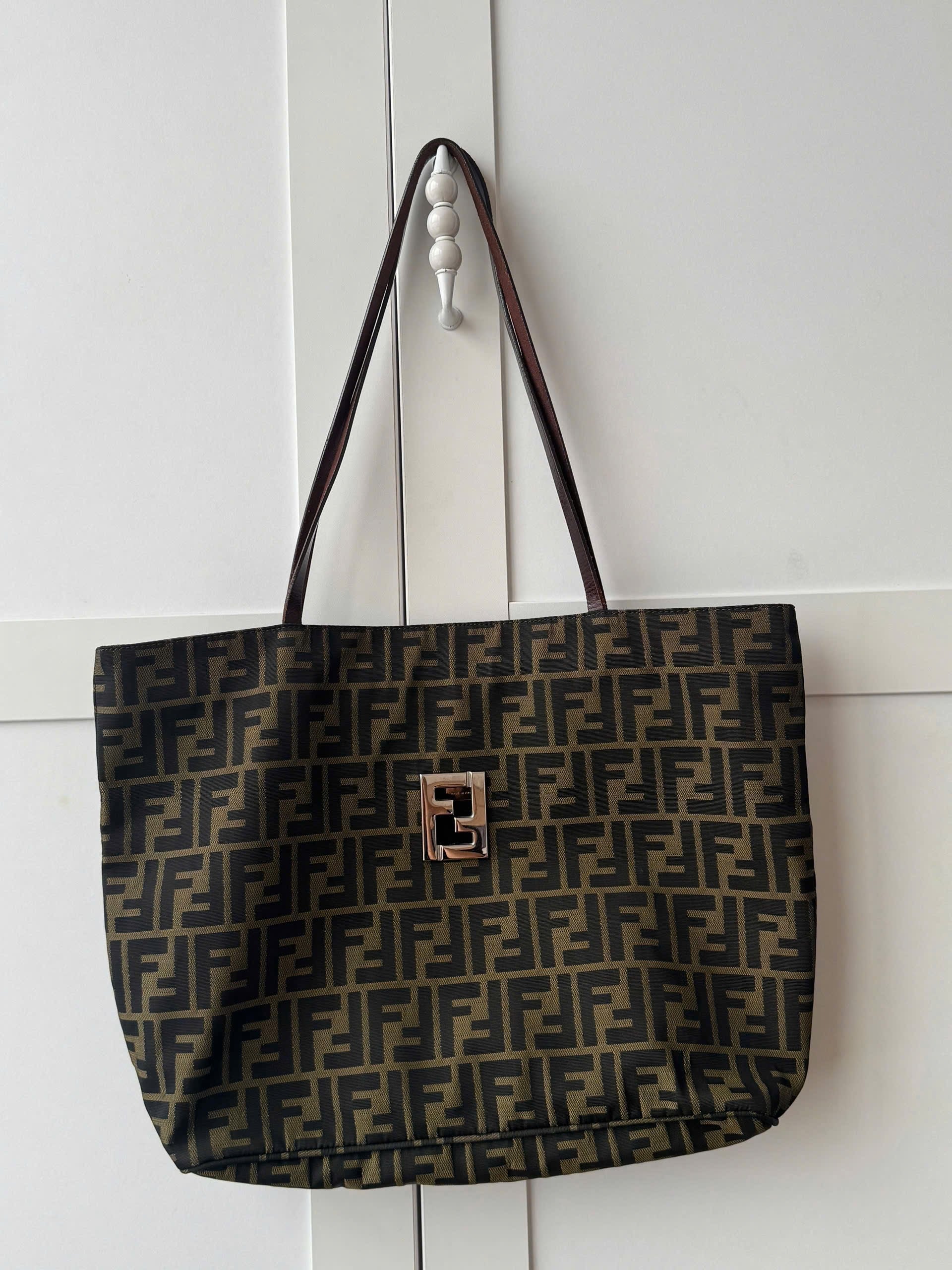 Fendi Zucca Metal Logo Tote