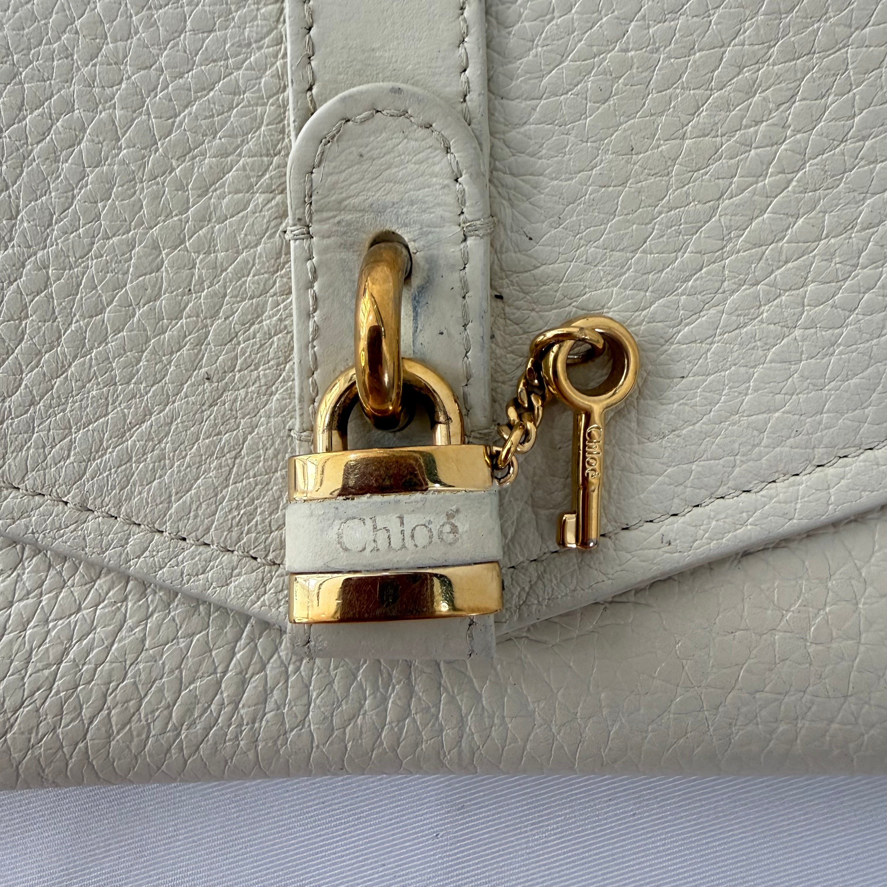 Chloe Motty Beige Goatskin Leather Aby Wallet on Chain