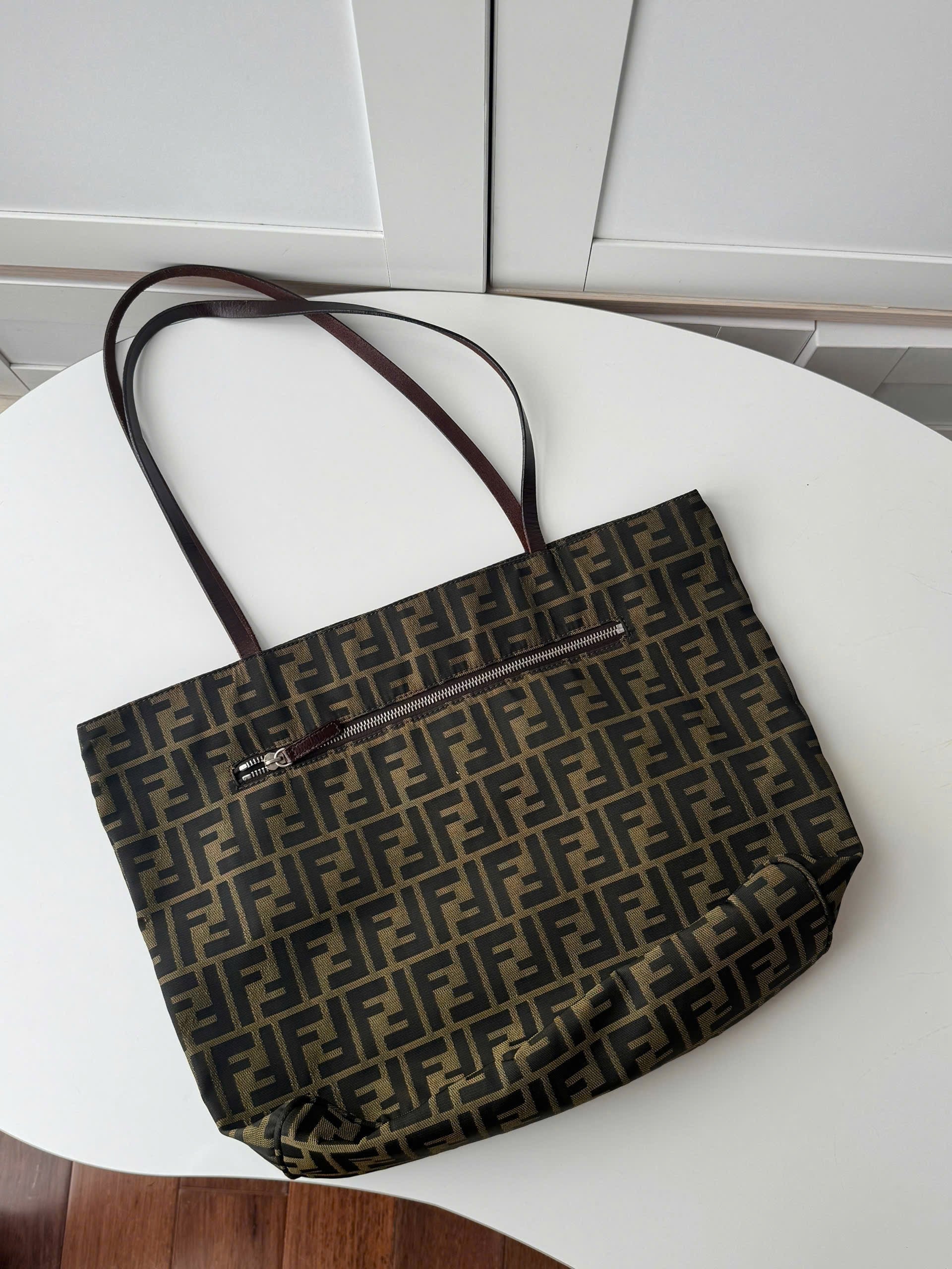 Fendi Zucca Metal Logo Tote