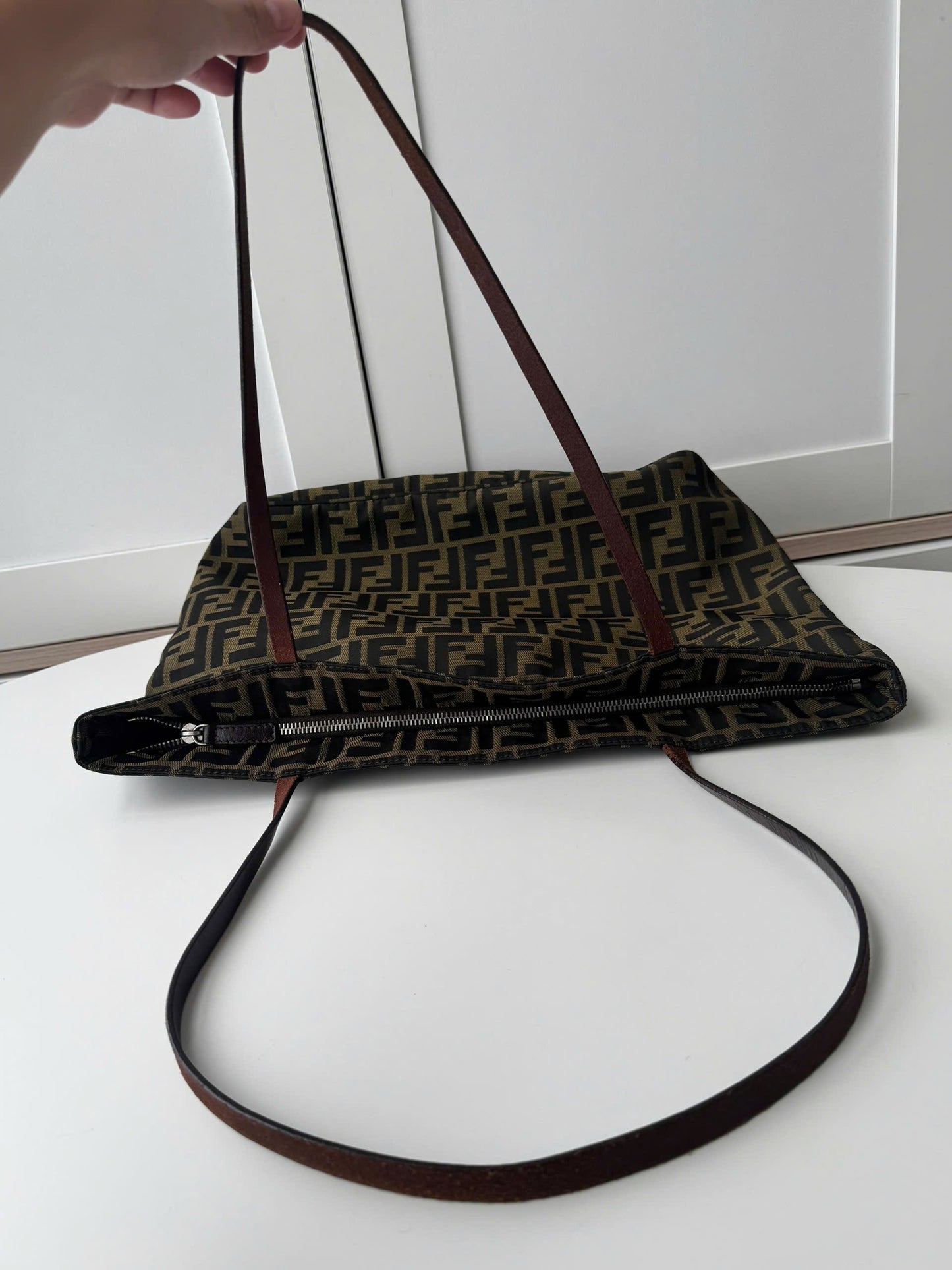 Fendi Zucca Metal Logo Tote