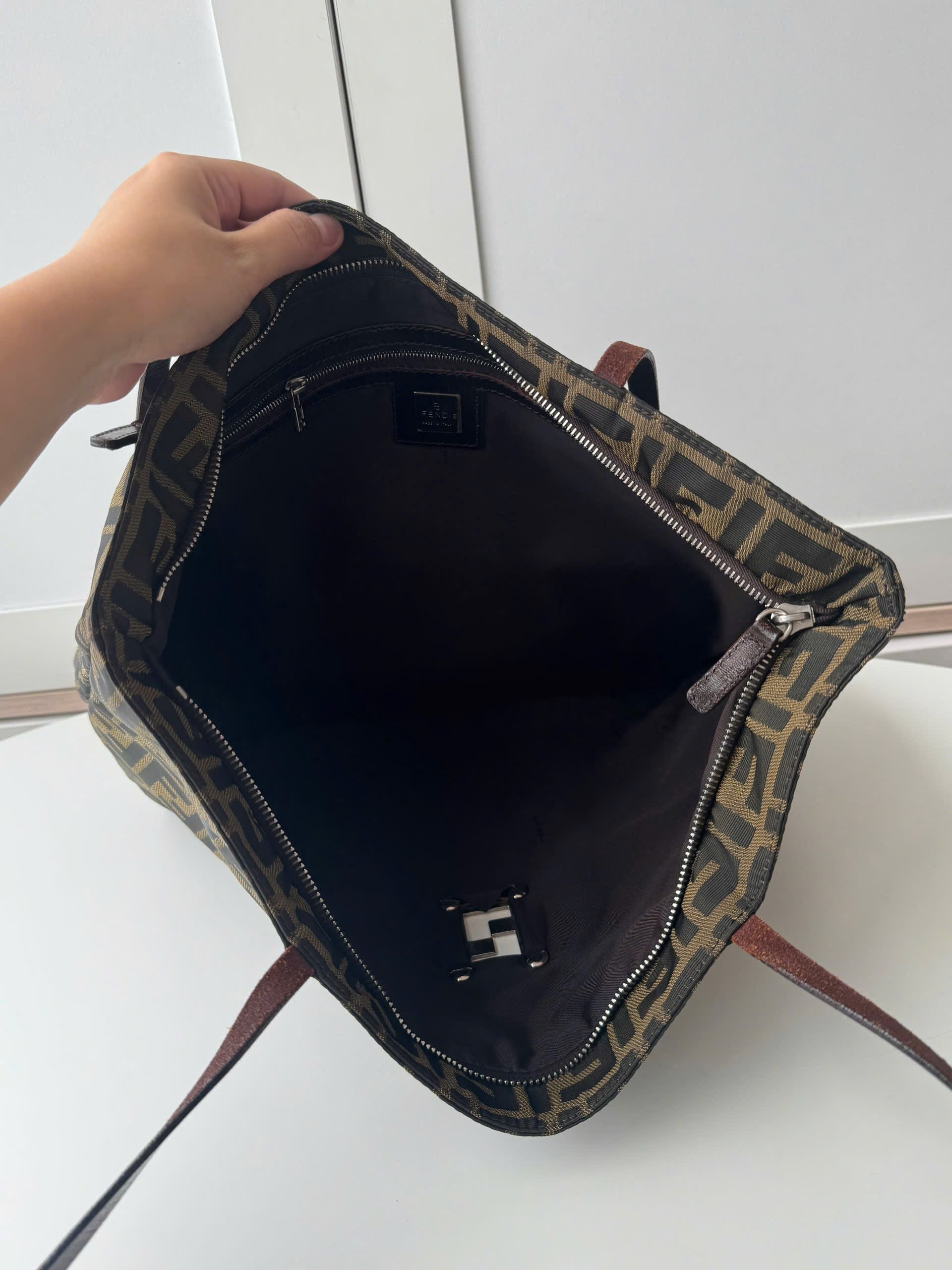 Fendi Zucca Metal Logo Tote