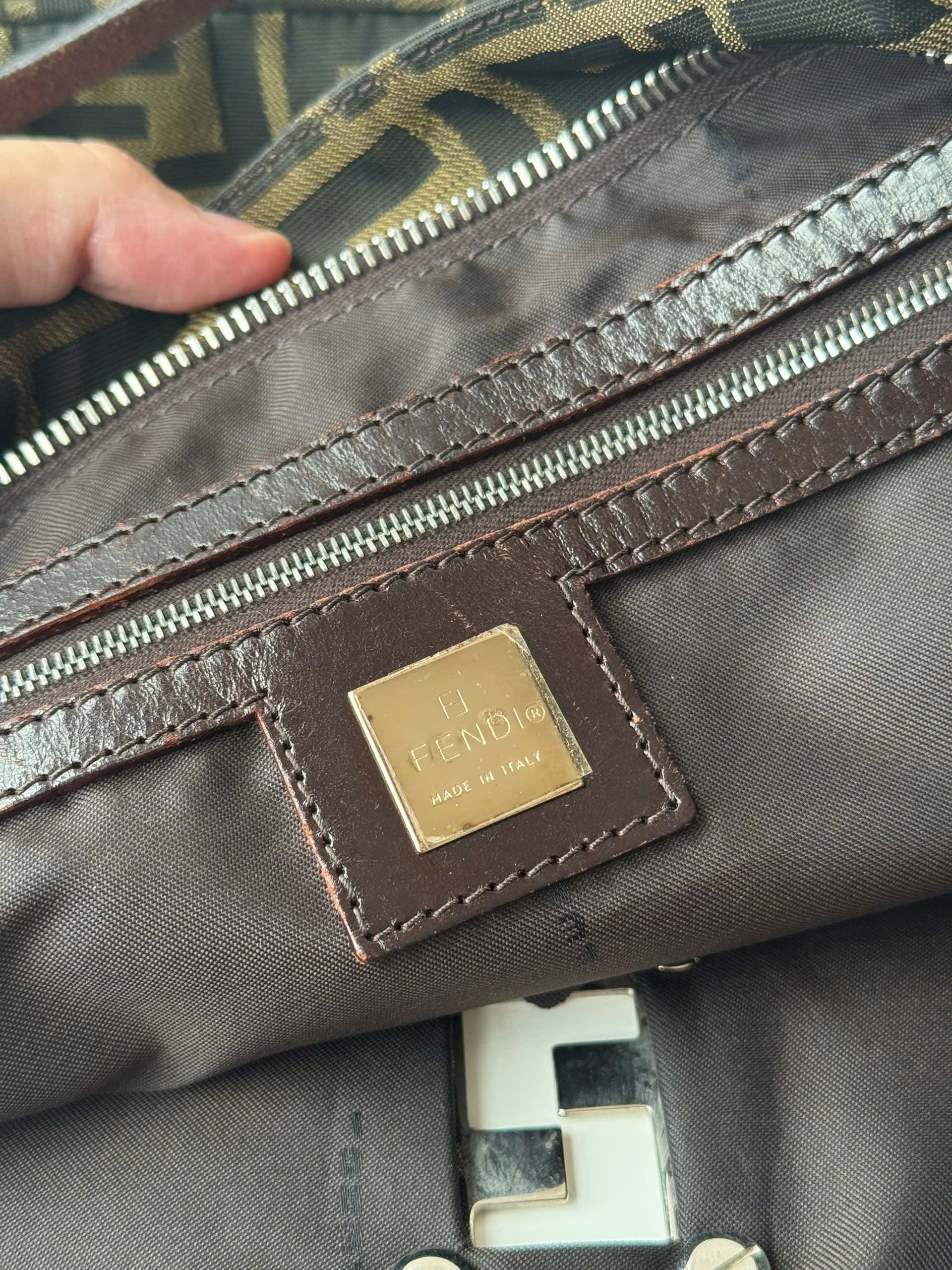 Fendi Zucca Metal Logo Tote