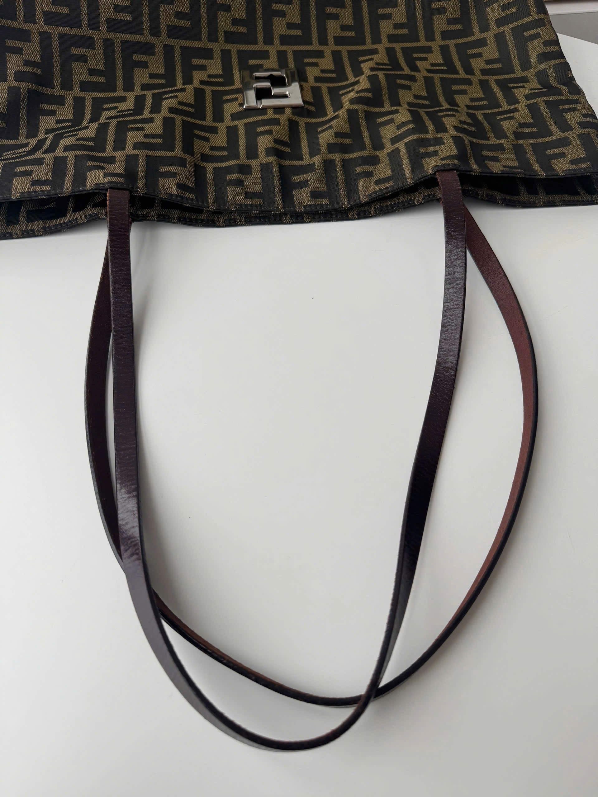 Fendi Zucca Metal Logo Tote