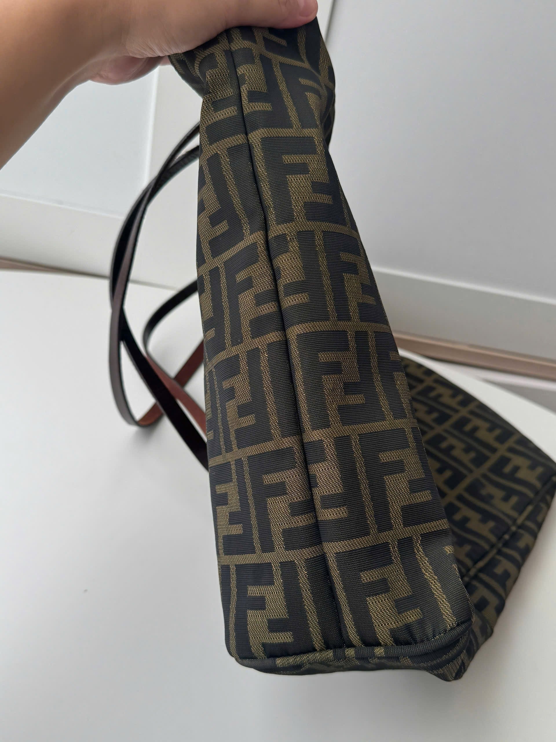 Fendi Zucca Metal Logo Tote
