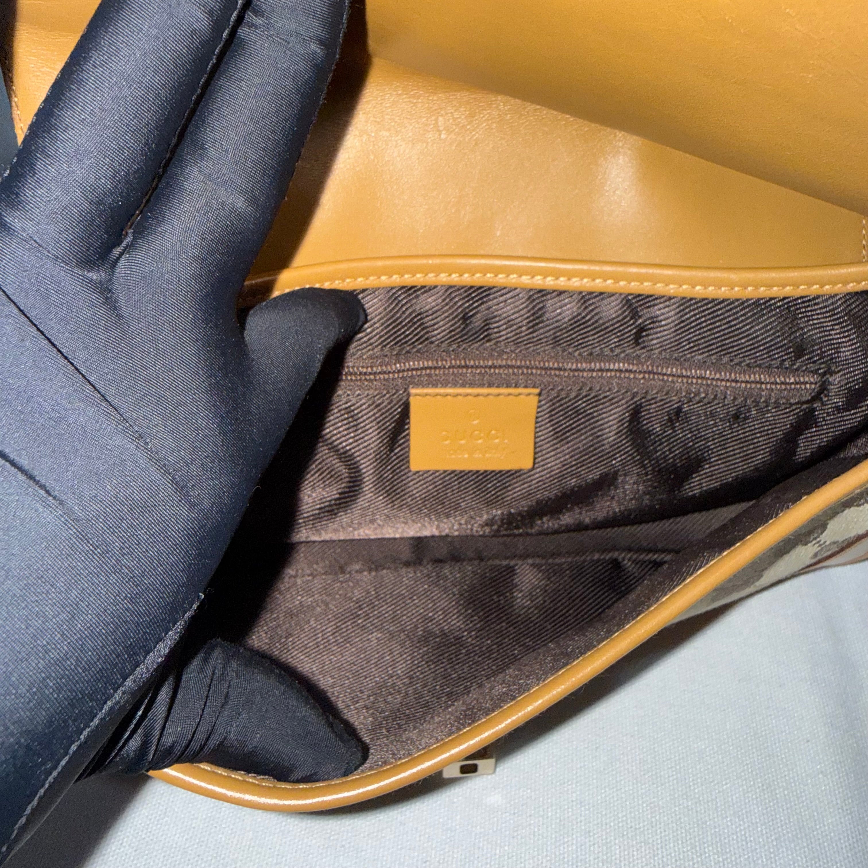 Gucci Jackie Canvas Beige Brown Shoulder Bag