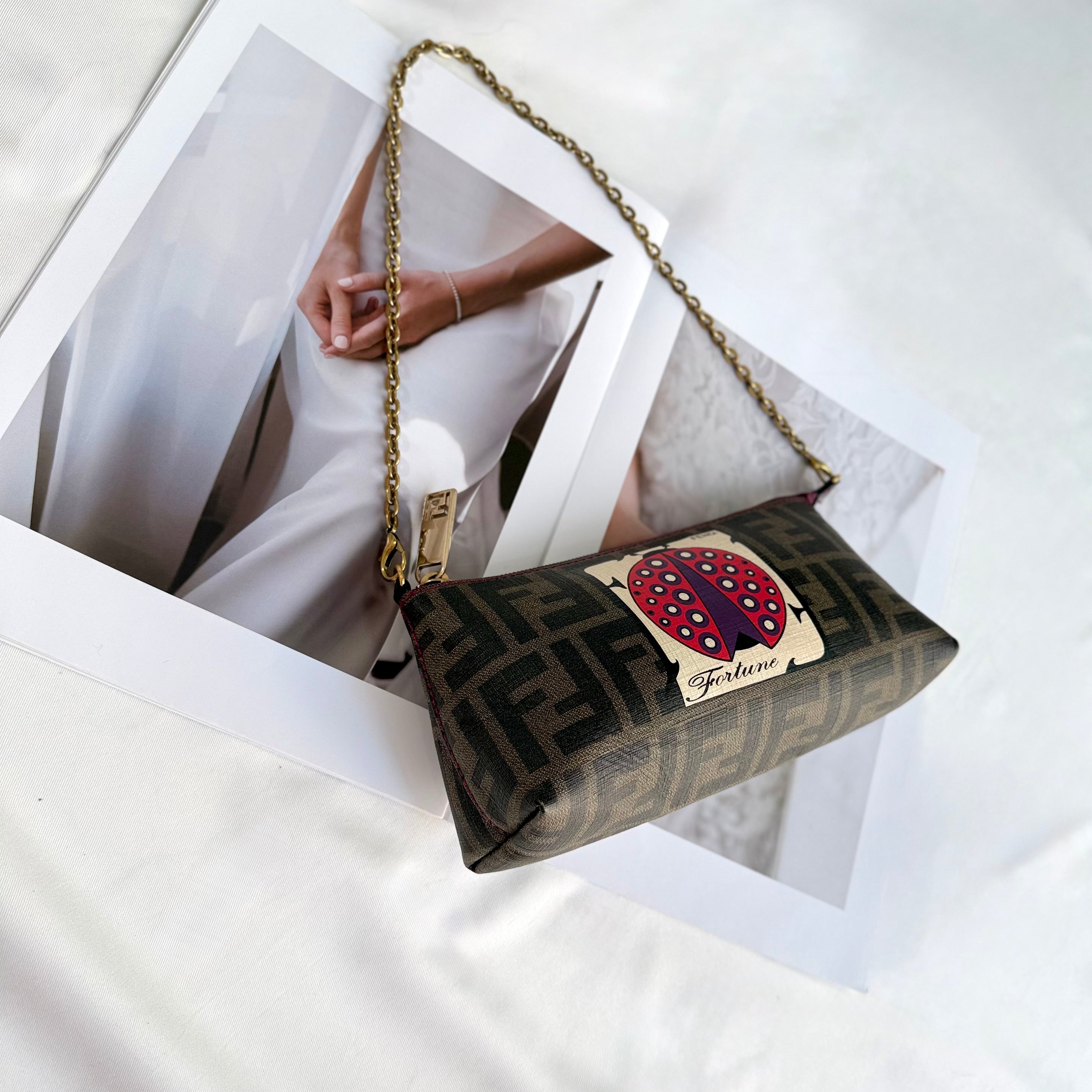 Fendi Limited Edition Zucca Spalmati Ladybug Pochette