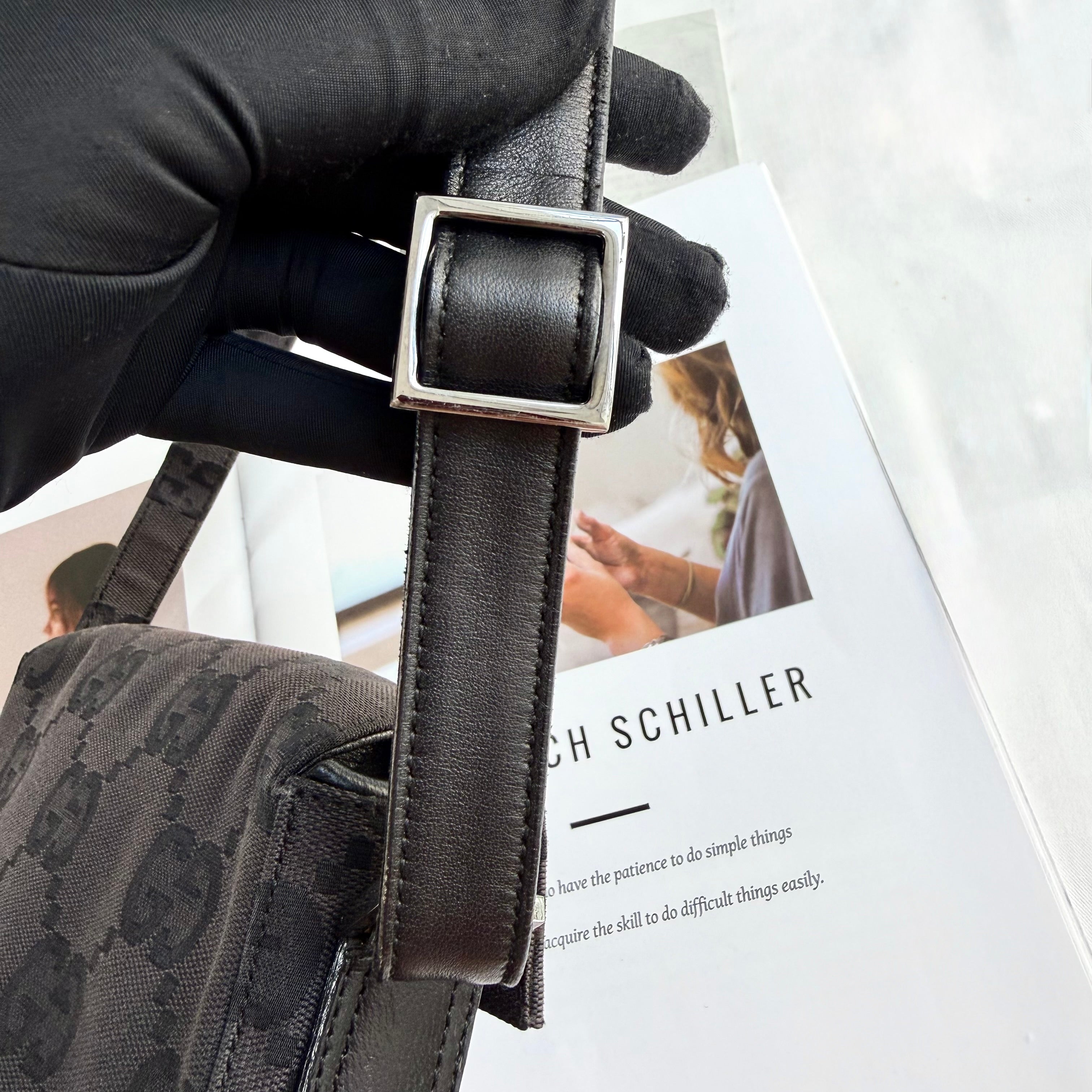 Gucci Black GG Monogram Squared Shoulder Bag