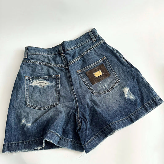 DOLCE & GABBANA Shorts Blue Cotton High Waist Denim