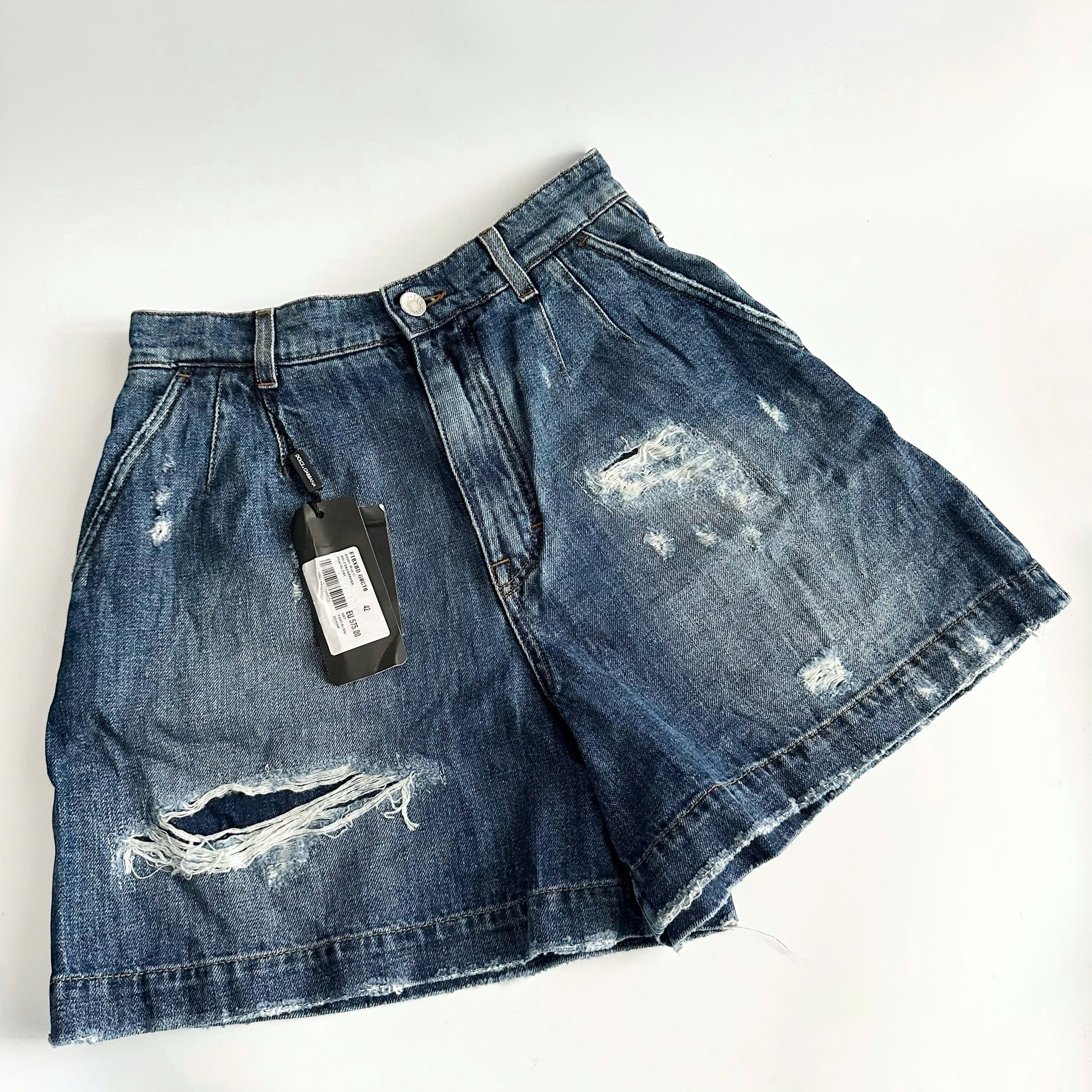 DOLCE & GABBANA Shorts Blue Cotton High Waist Denim