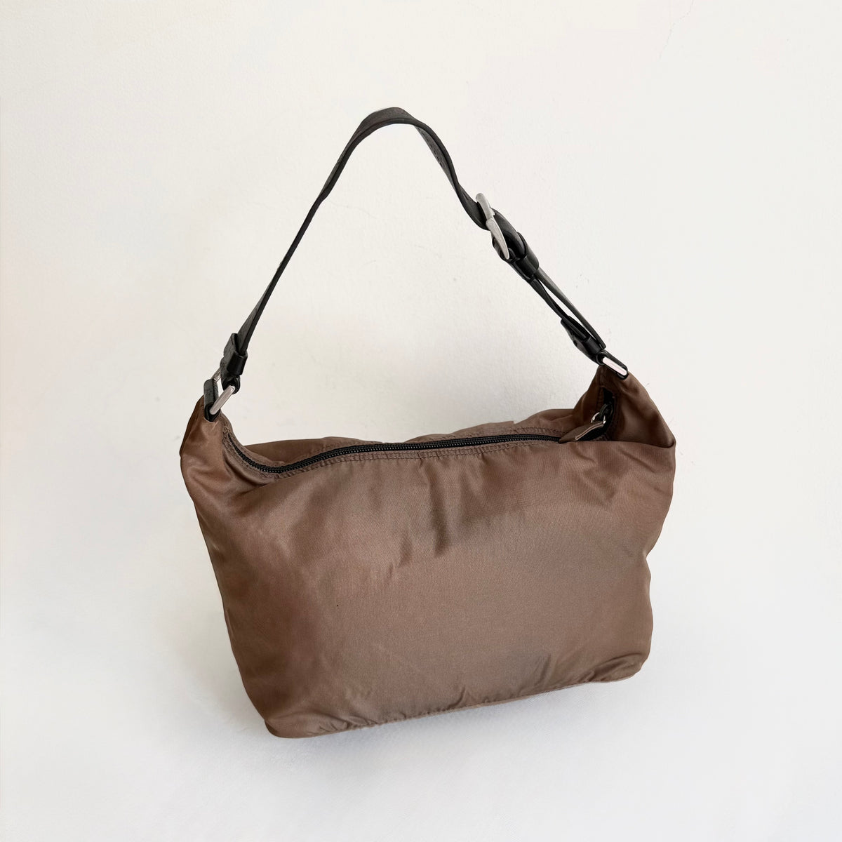 Prada Brown Nylon Hobo Bag