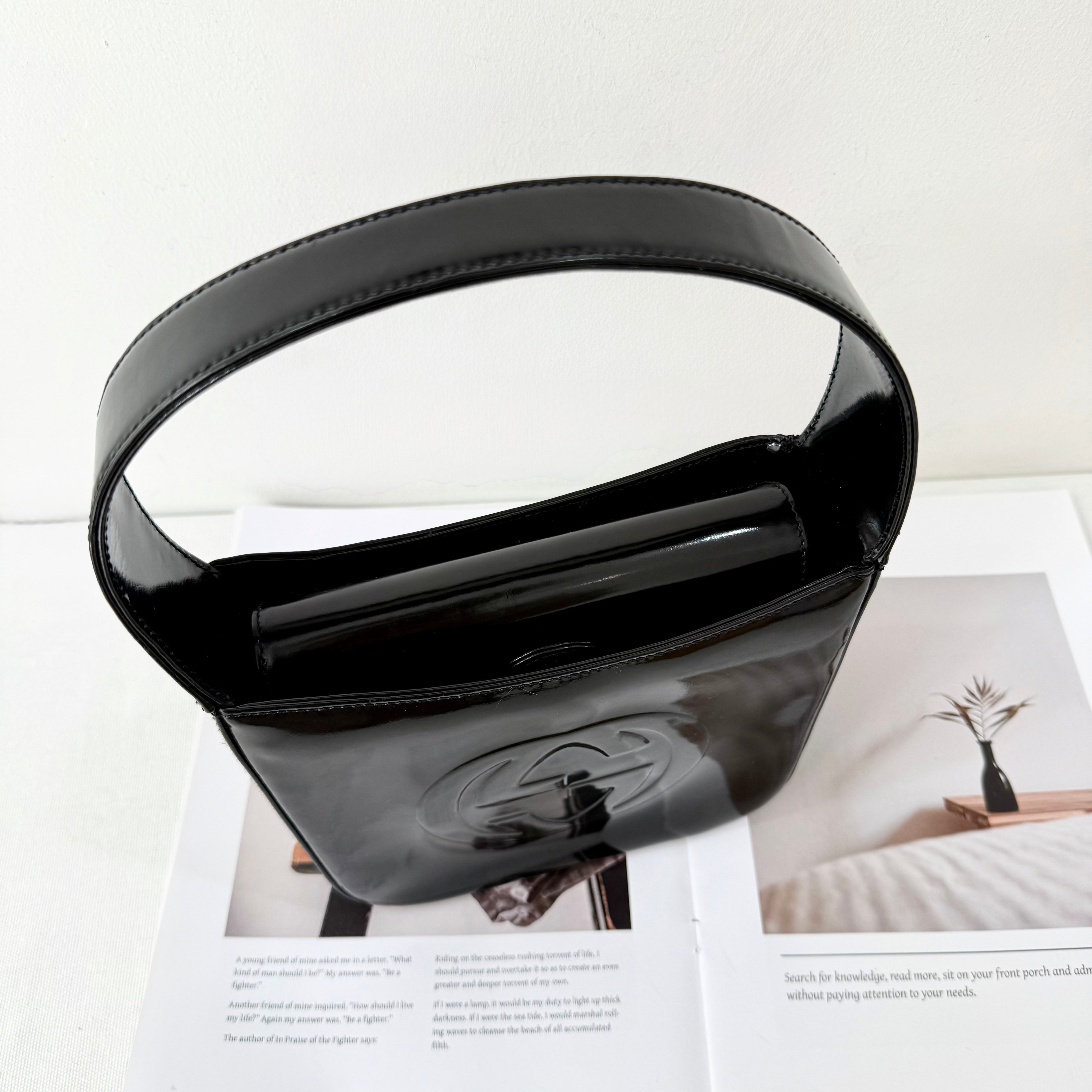 Gucci Vintage Patent Leather GG Shoulder Bag