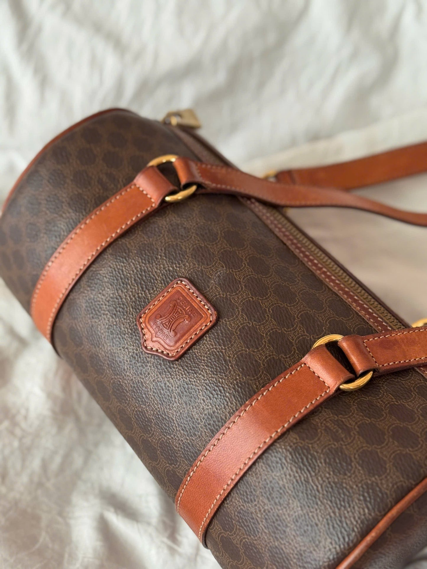 CELINE Macadam Blason Handbag Brown Vintage
