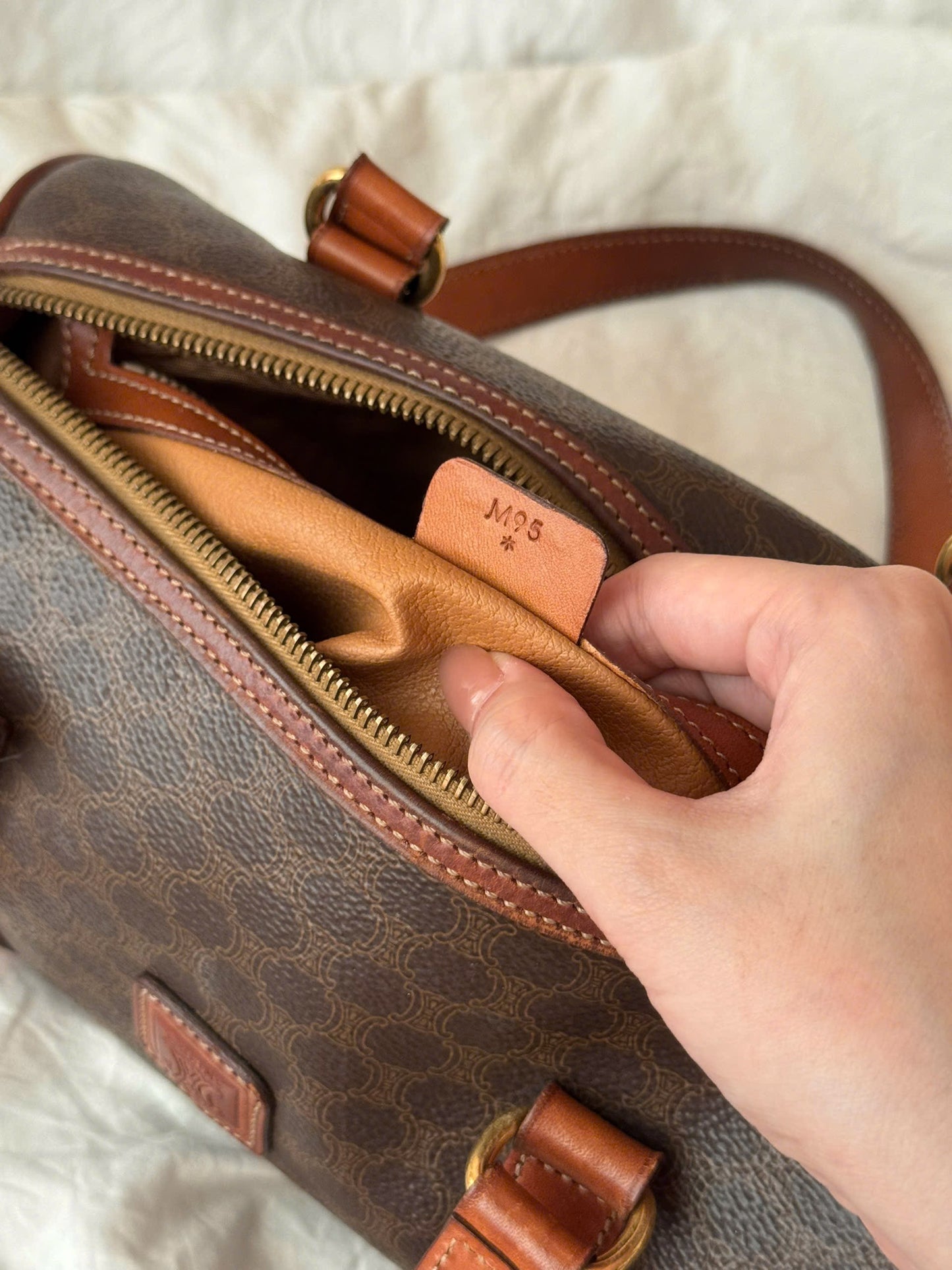 CELINE Macadam Blason Handbag Brown Vintage