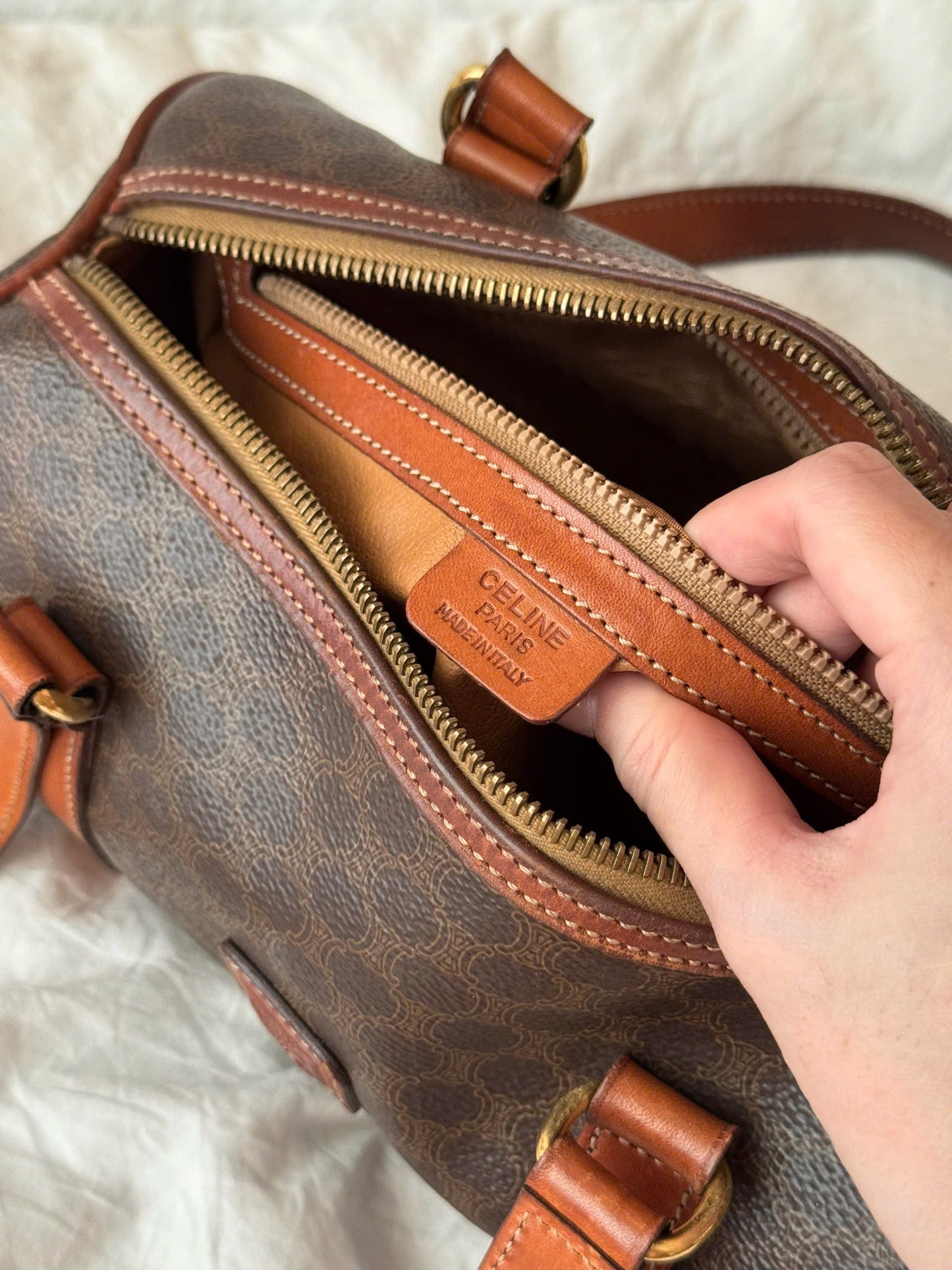 CELINE Macadam Blason Handbag Brown Vintage