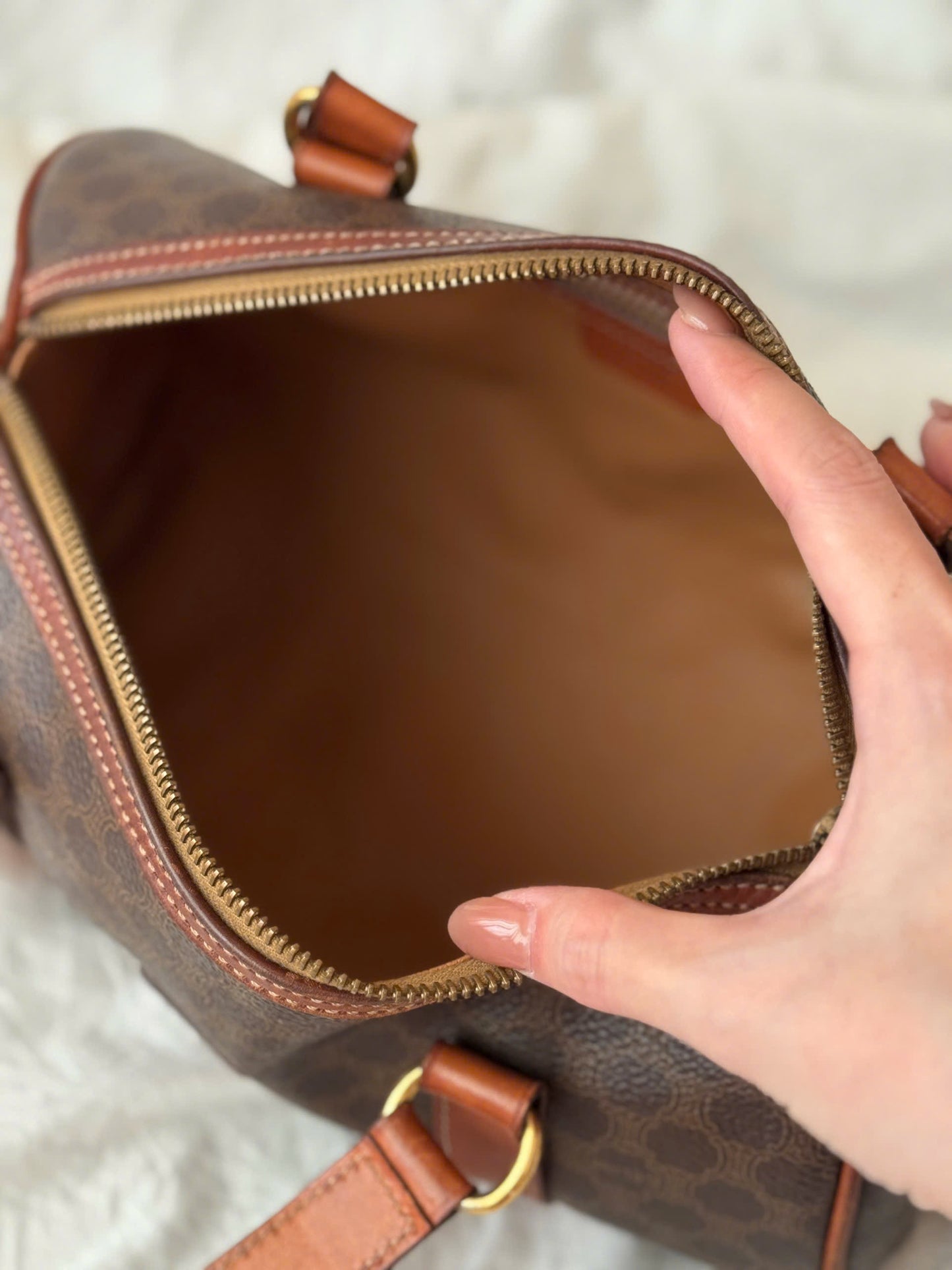 CELINE Macadam Blason Handbag Brown Vintage