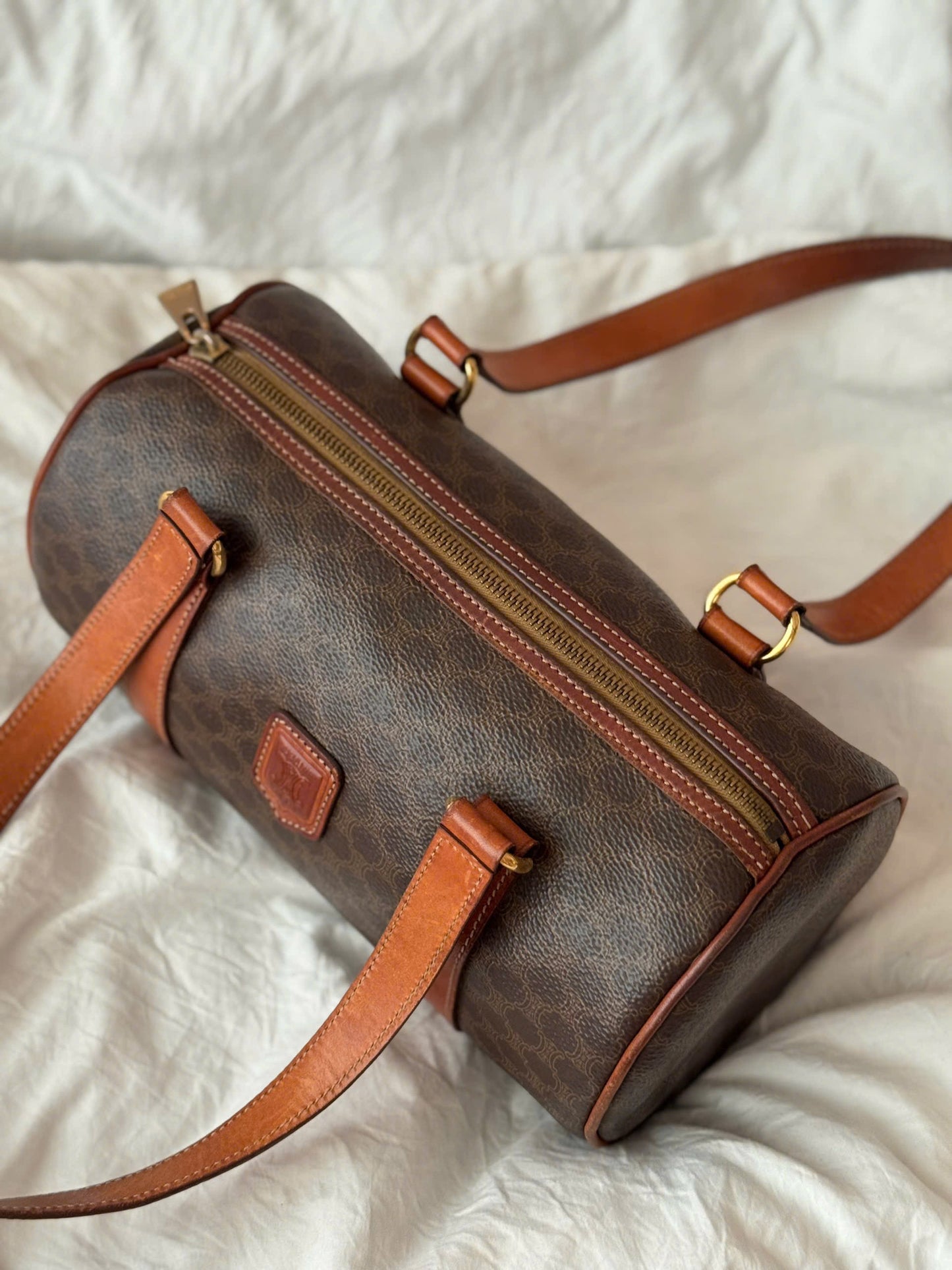 CELINE Macadam Blason Handbag Brown Vintage
