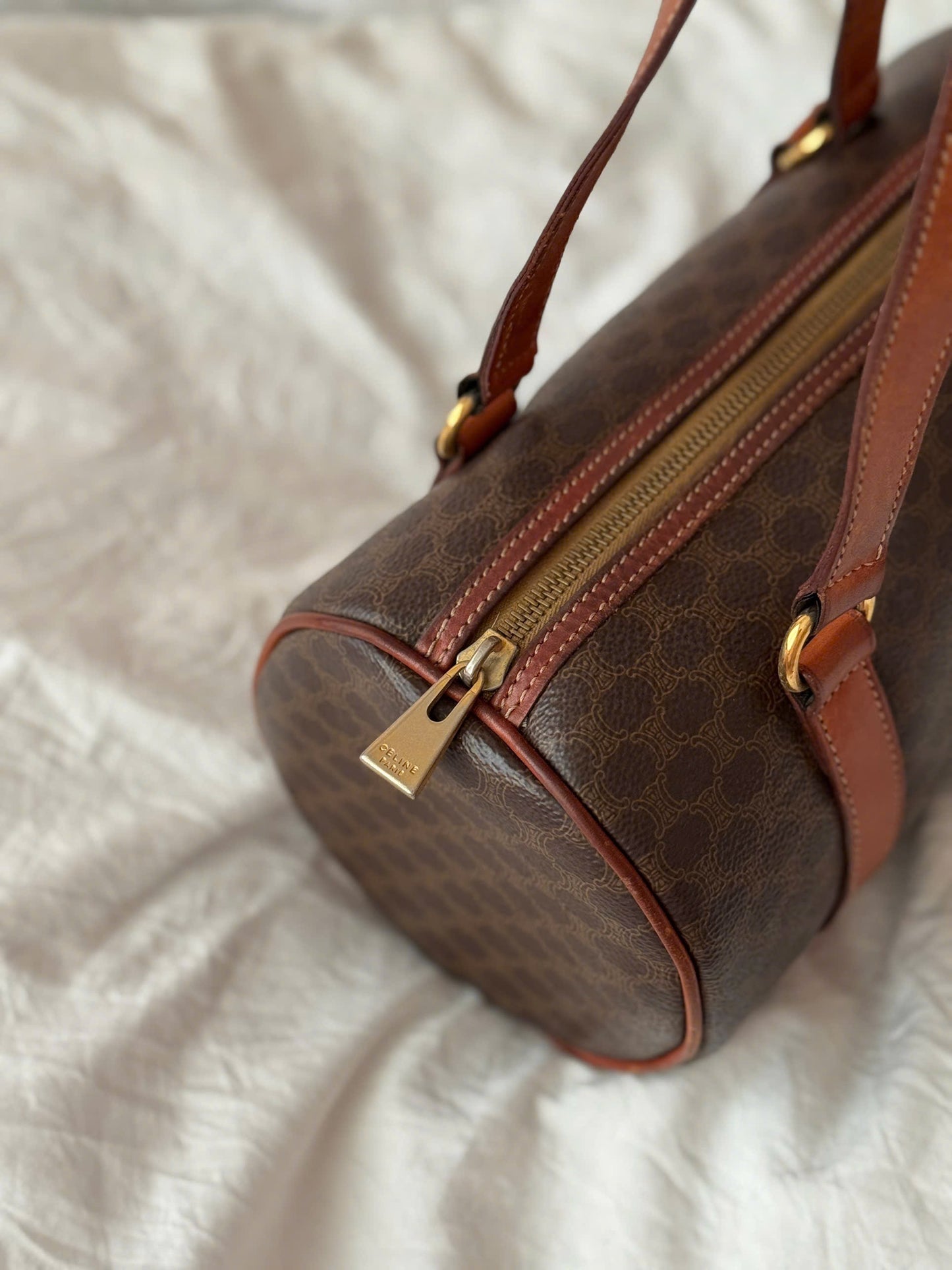 CELINE Macadam Blason Handbag Brown Vintage