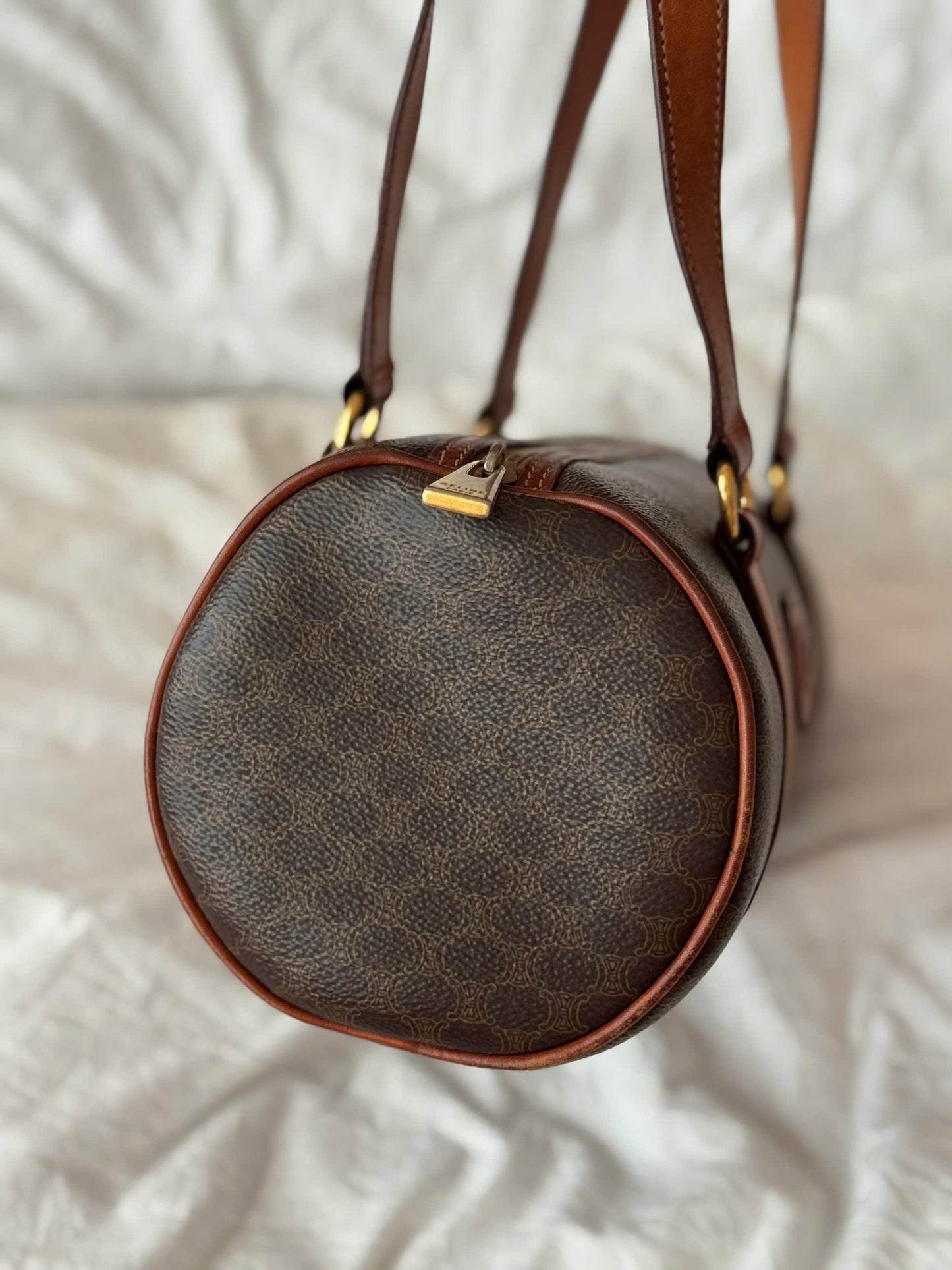 CELINE Macadam Blason Handbag Brown Vintage