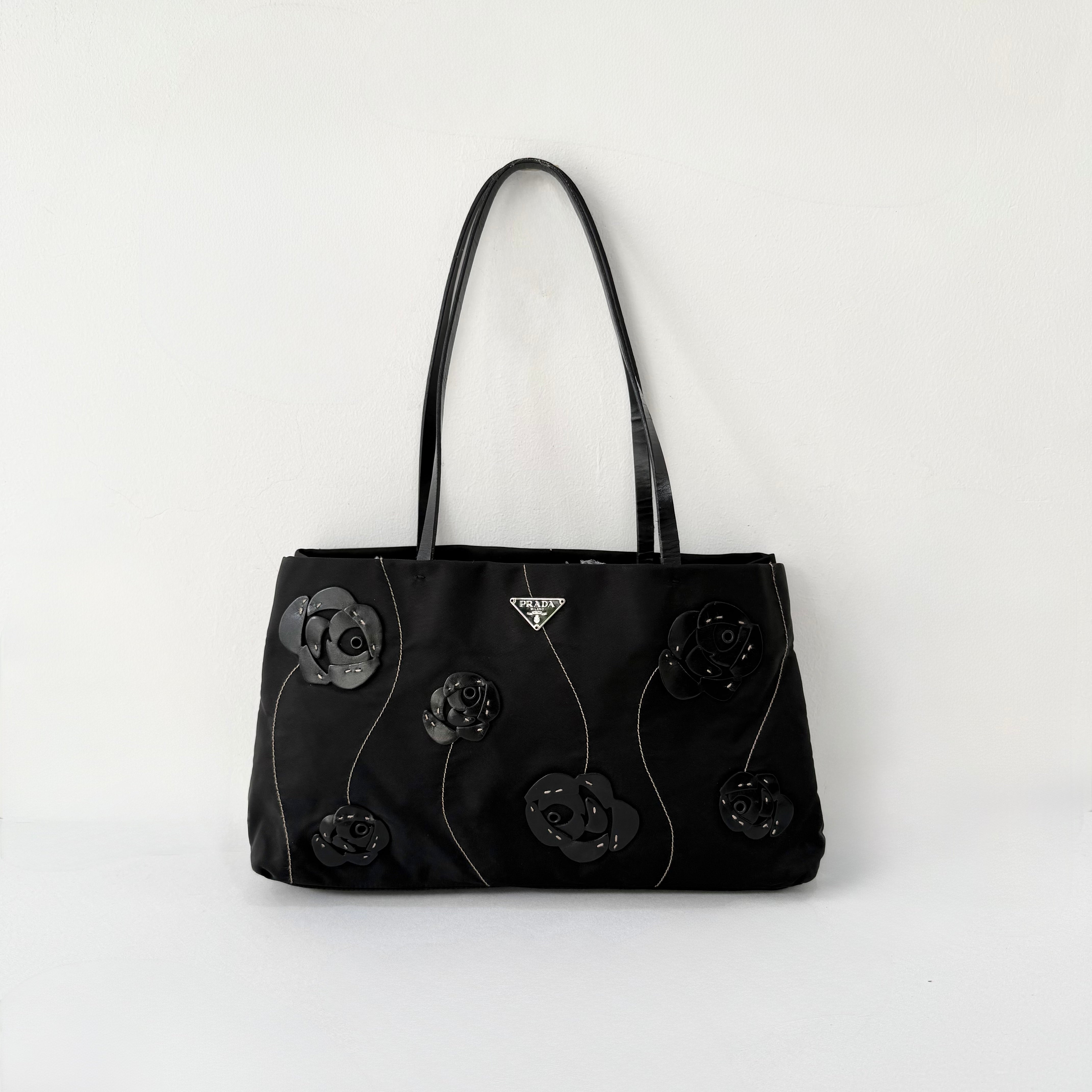 Prada Nylon Tessuto Flowers Tote Bag
