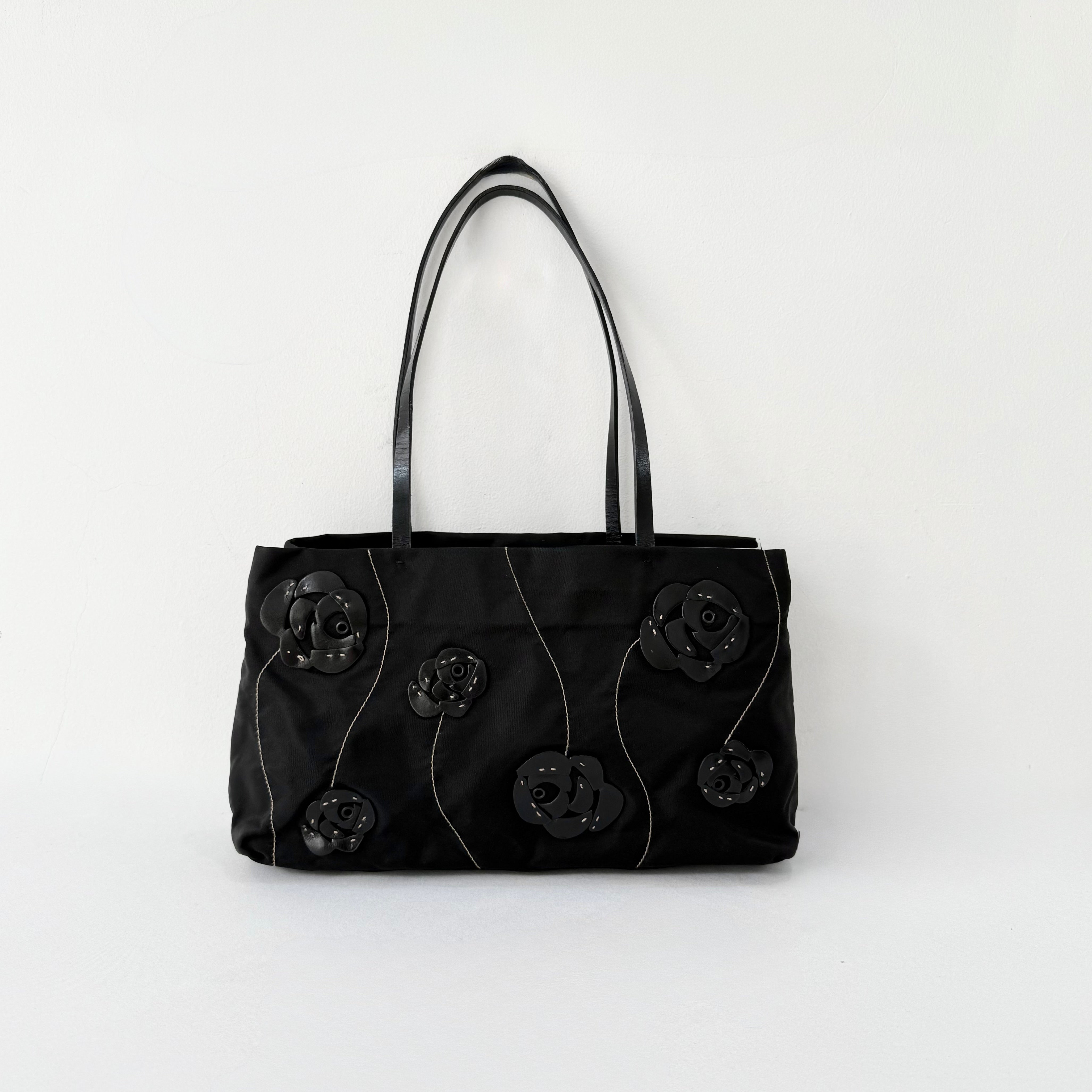 Prada Nylon Tessuto Flowers Tote Bag