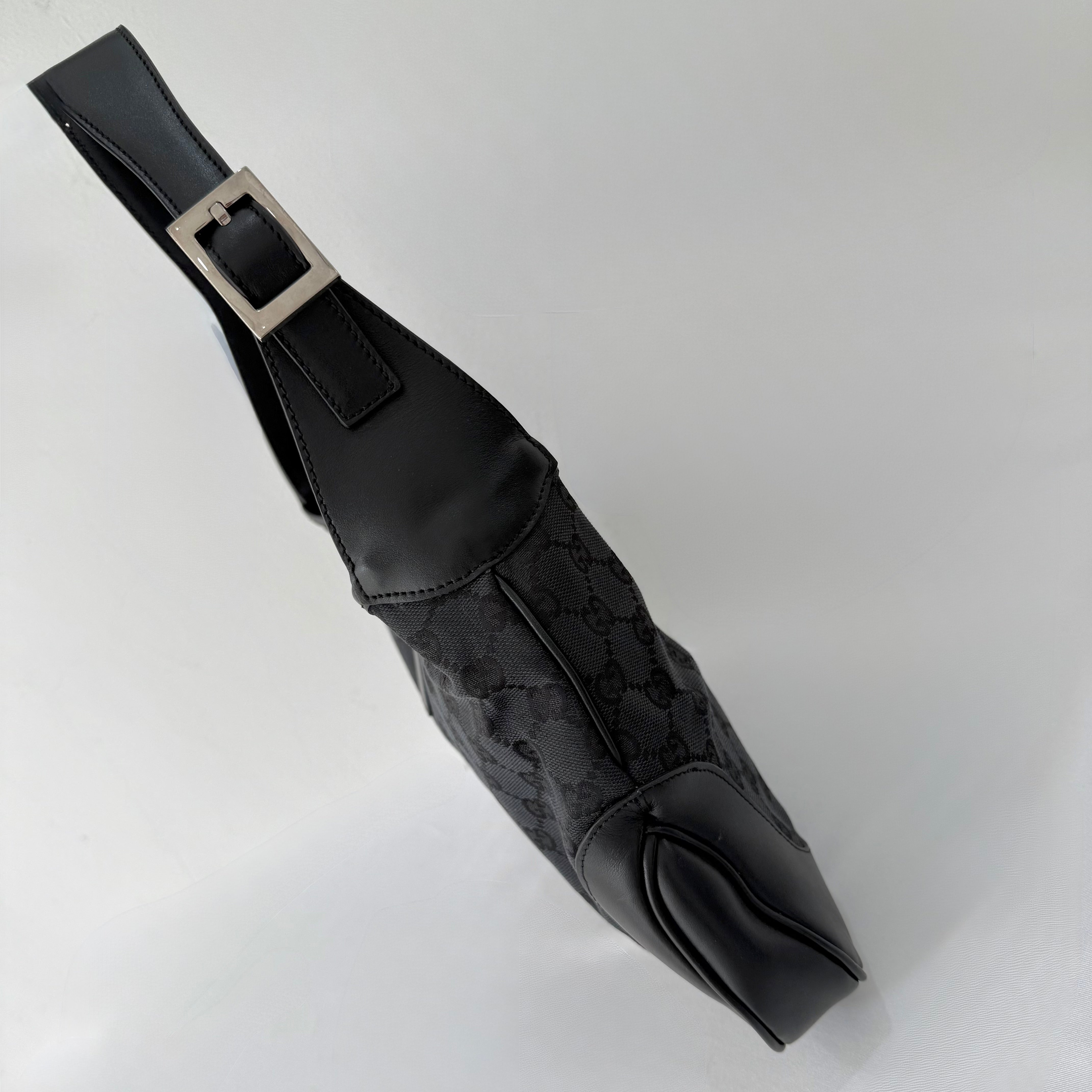 Gucci Black GG Canvas and Leather Jackie Hobo Bag